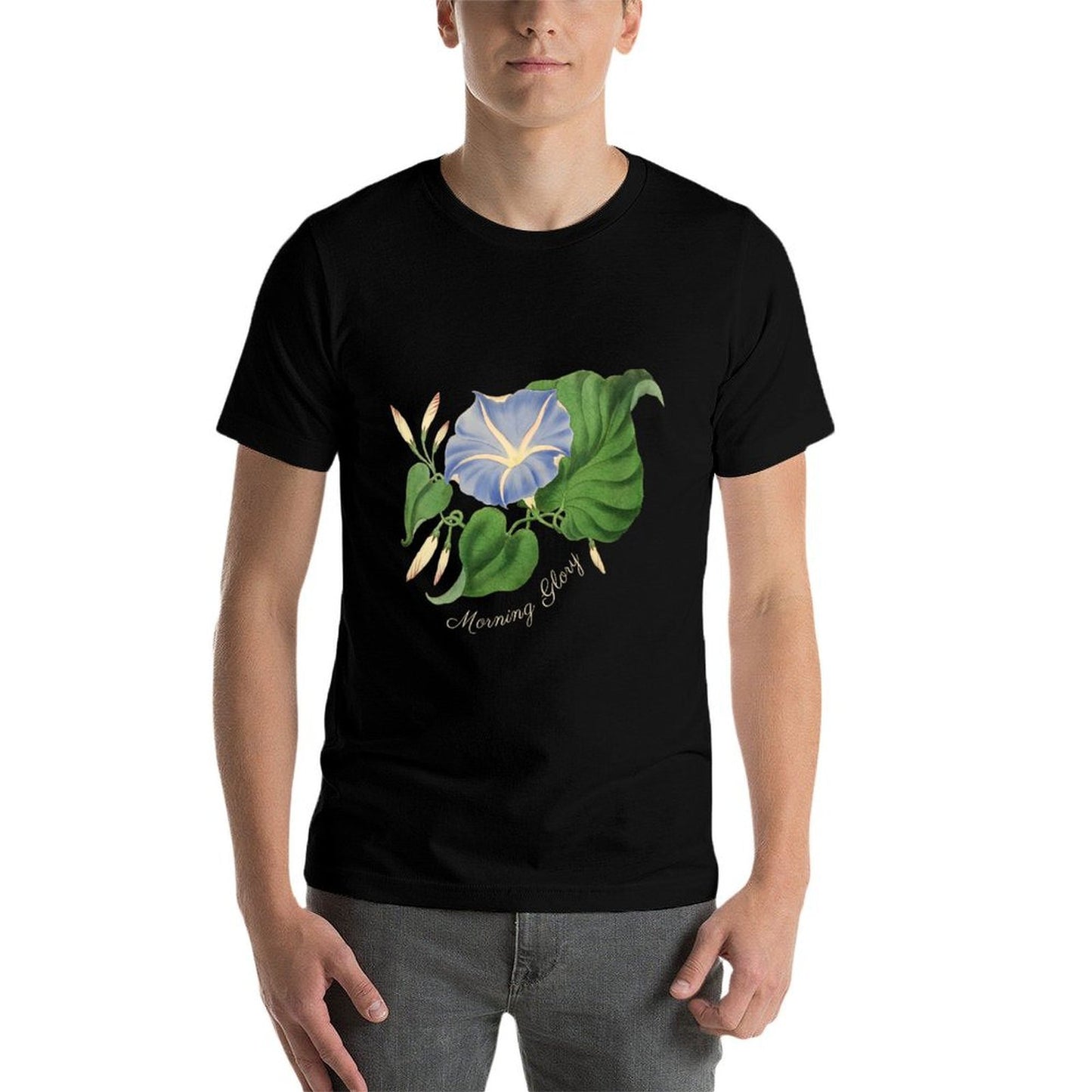 Womens Morning Glory Flower Botanical Wrinkle-resistant T-Shirt