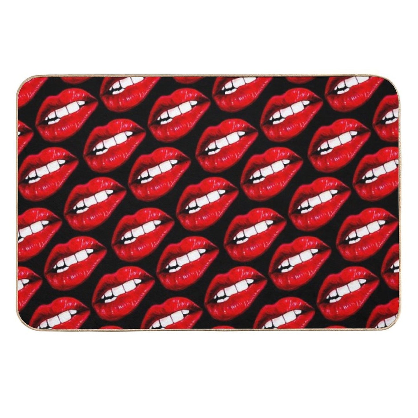 Lip Pattern - Black Stain-Proof Bath Mat
