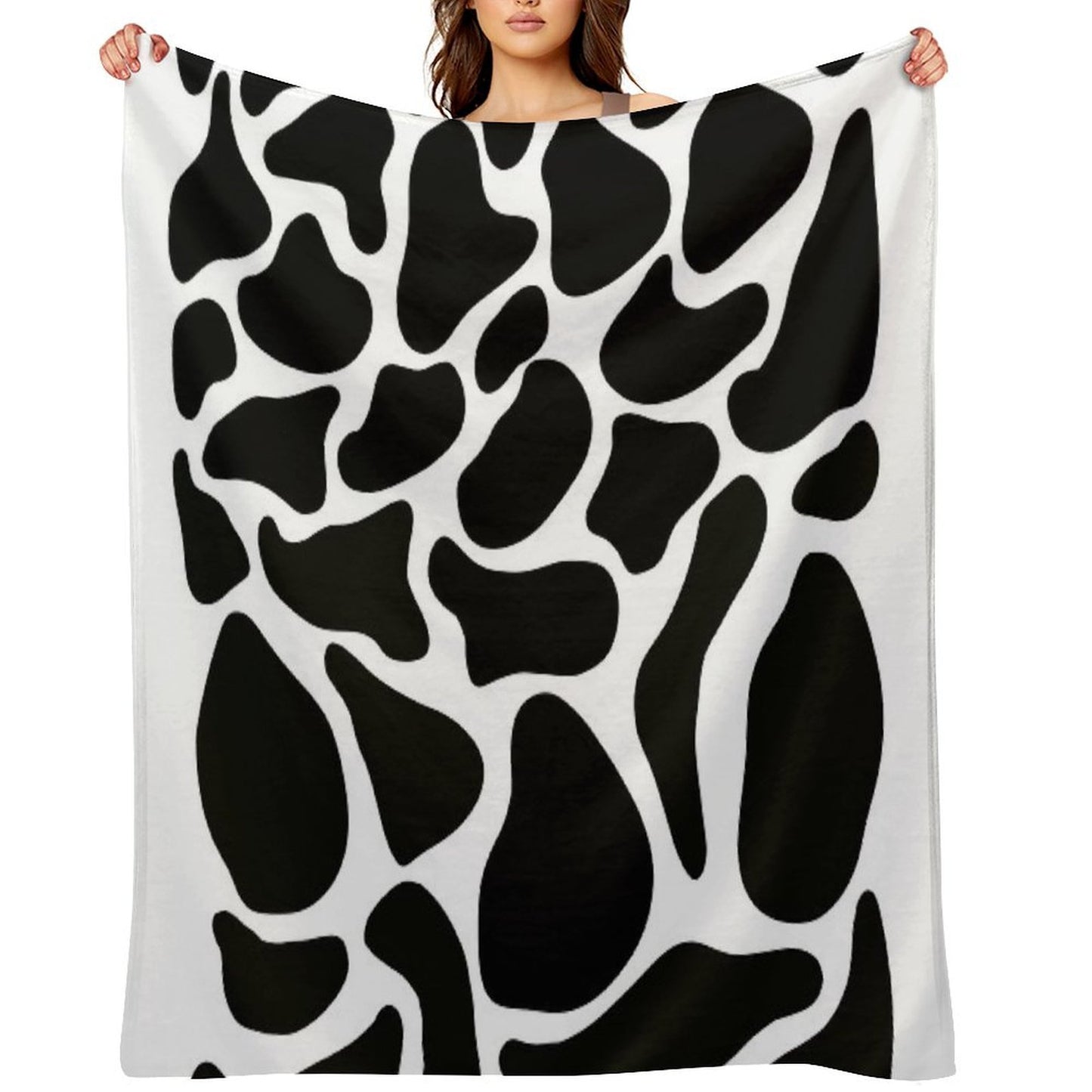 Black And White Caw Pattern. Machine-washable Throw Blanket