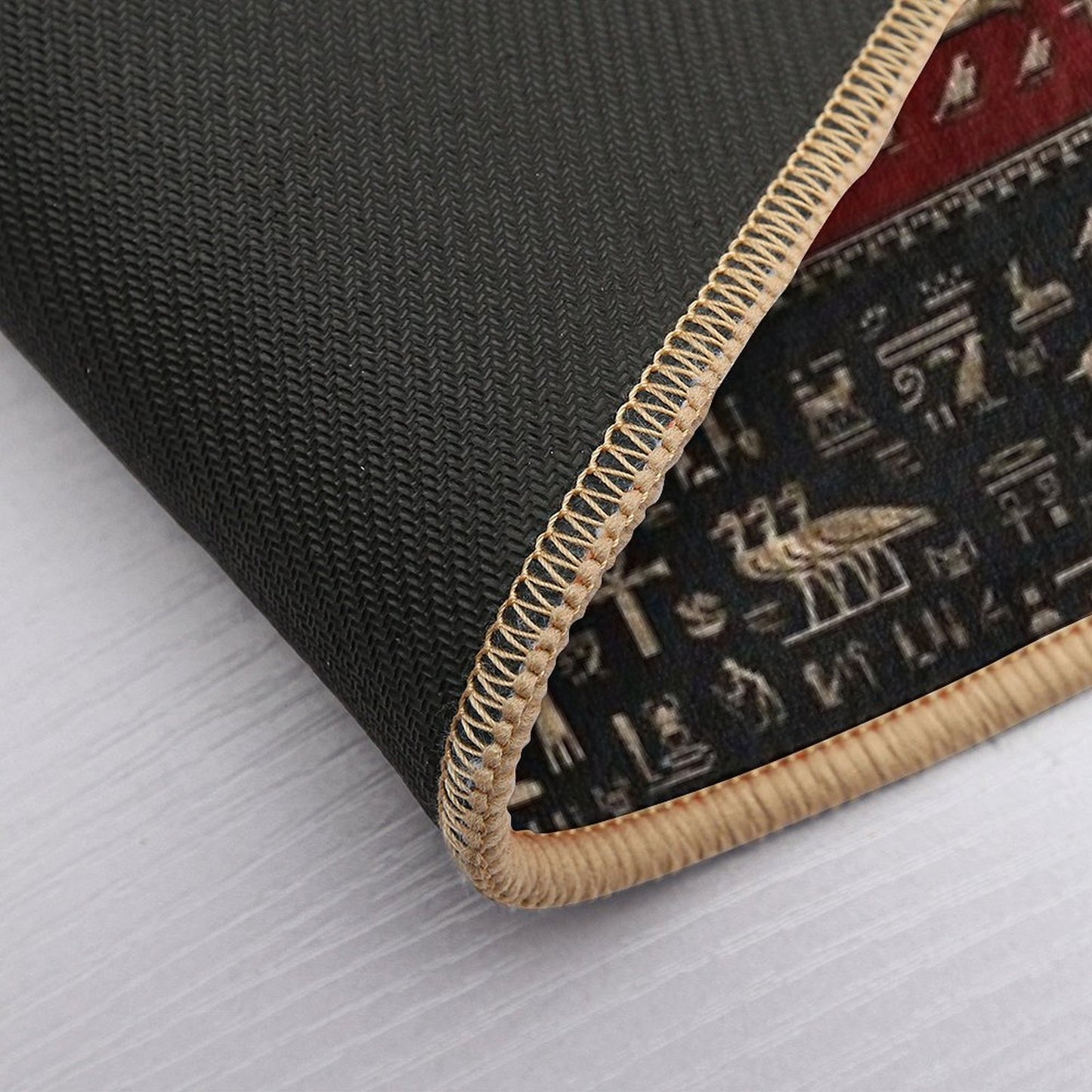 Ancient Egyptian Hieroglyphs - Black And Red Leather And Gold Rapid-Drying Bath Mat