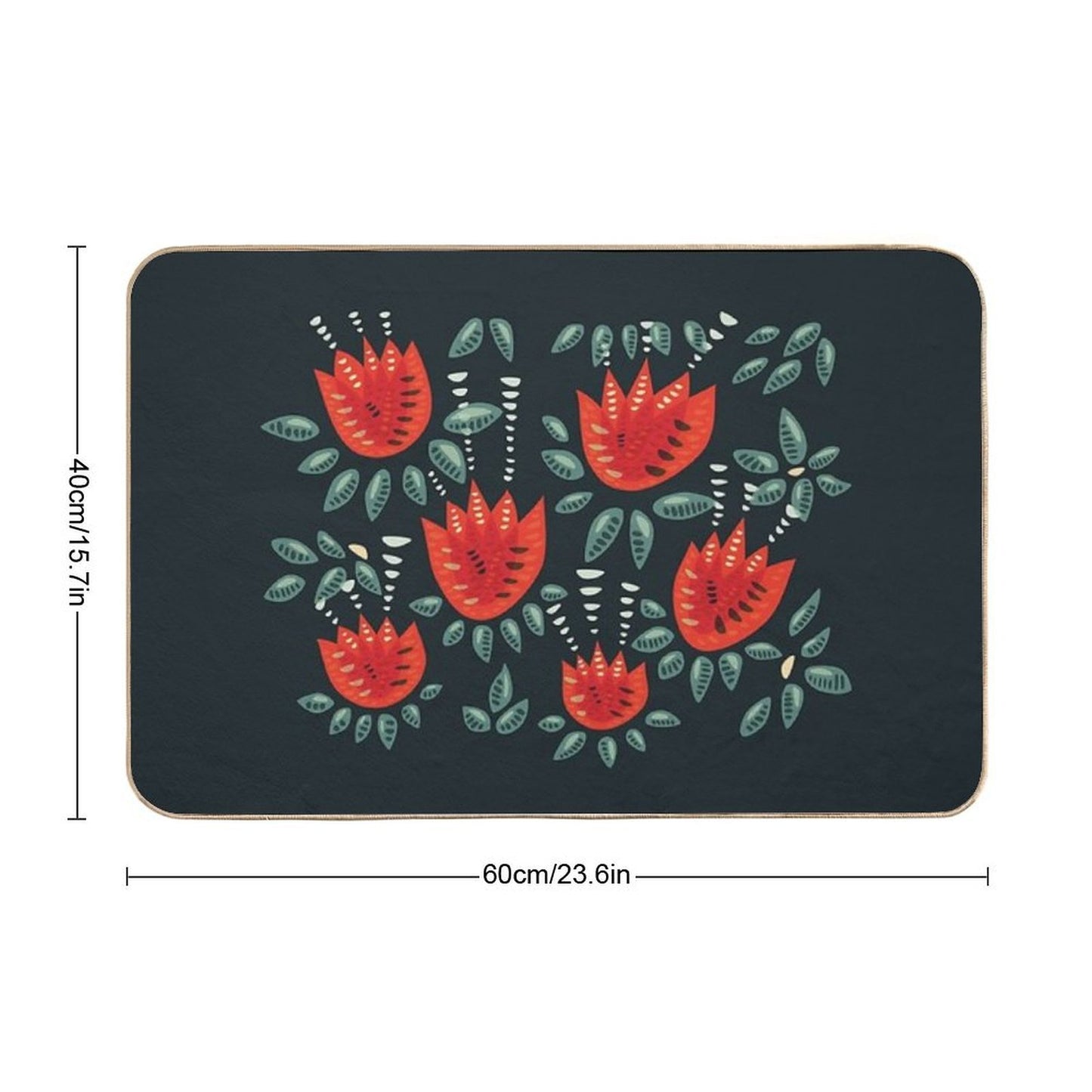 Beautiful Red Abstract Tulip Pattern Repositionable Bath Mat