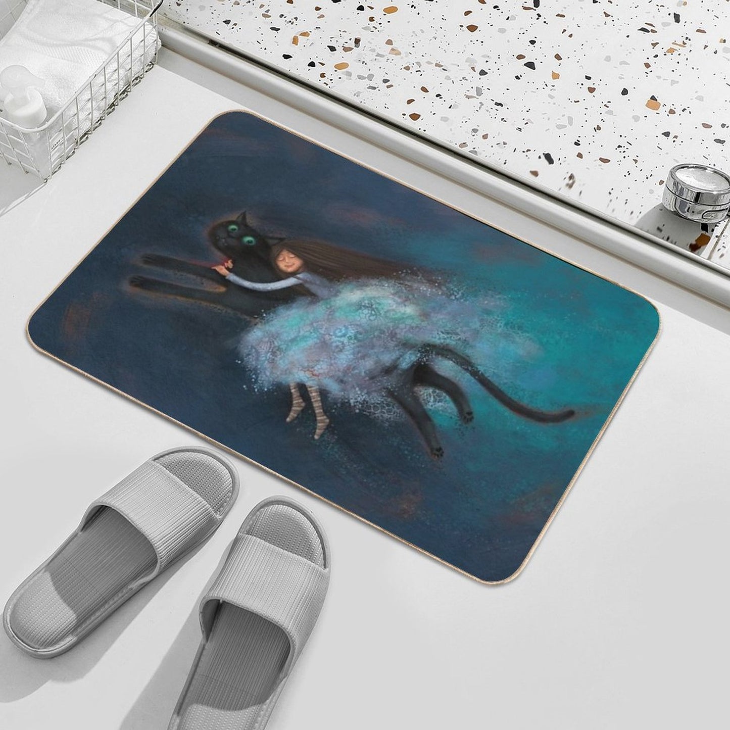 Flying on My Cat Pet-Safe Bath Mat