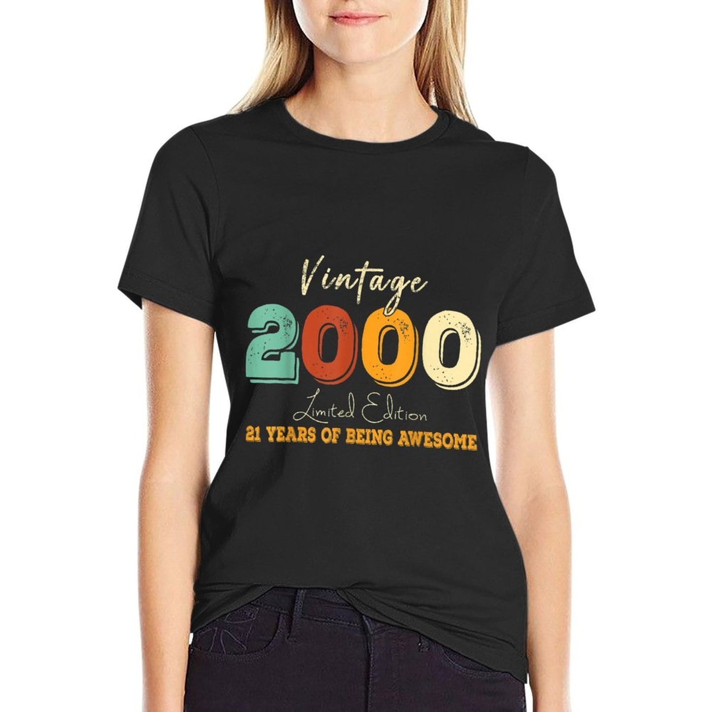 21 Year Old Vintage 2000 Limited Edition 21st Birthday Rolled Sleeves T-Shirt