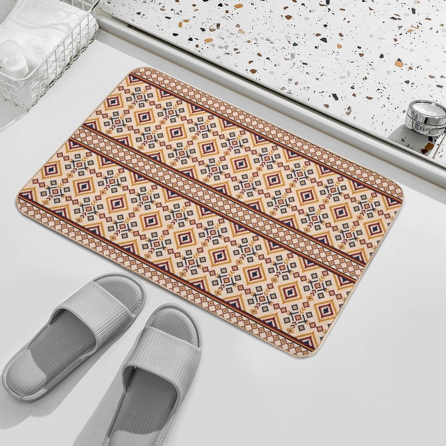 Pattern Seamless Pixel Art Ethnic Geometric for Fabric Repositionable Bath Mat
