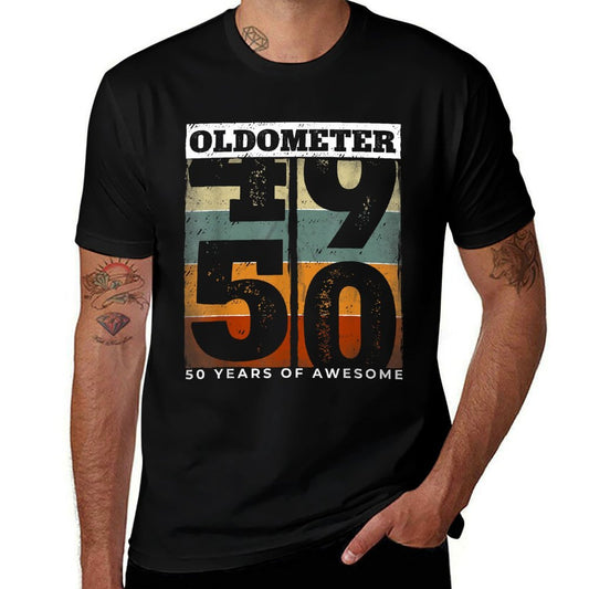 Oldometer Vintage 50th Birthday Men Retro Funny 50 Year Old  Soft T-Shirt