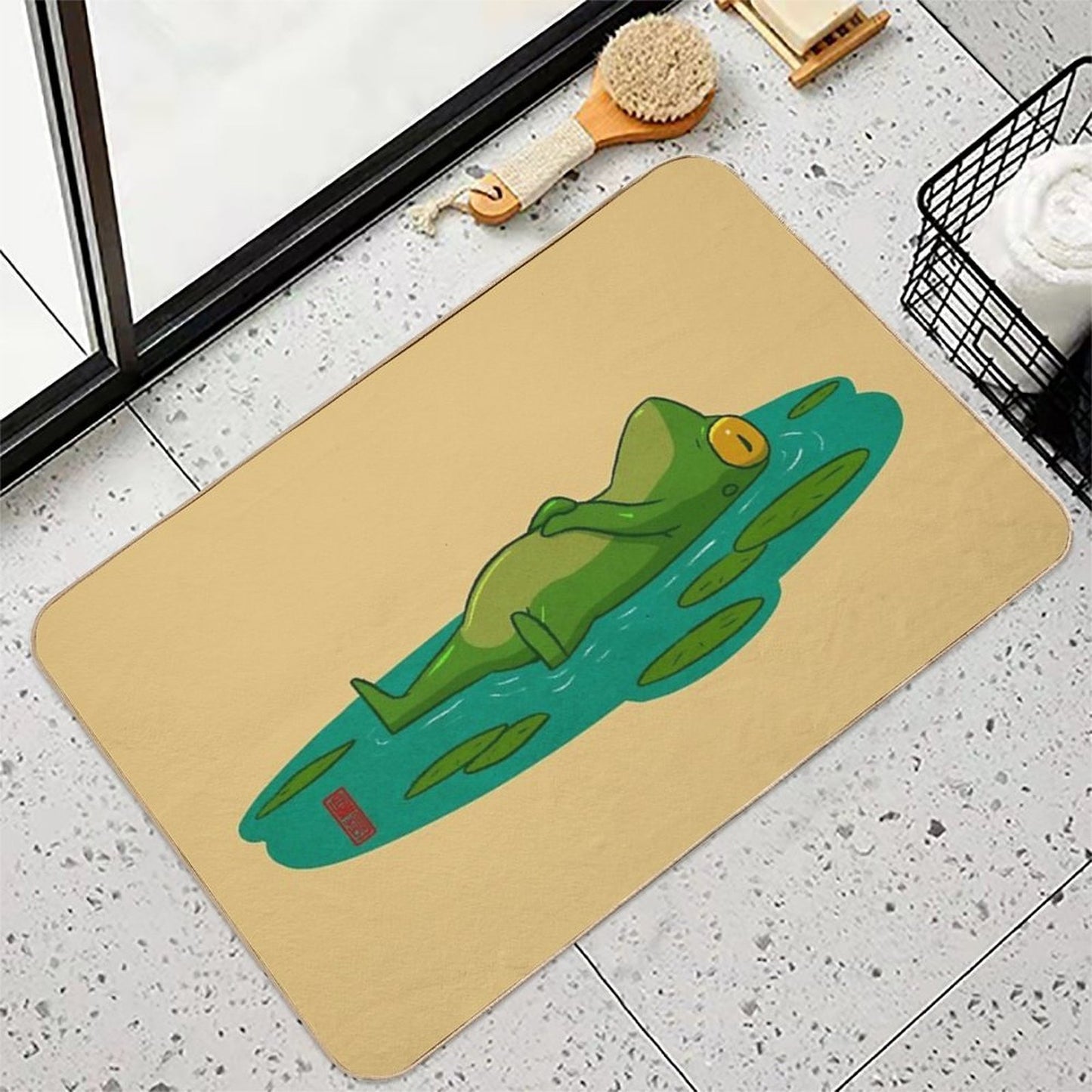 Chill Lilypad Mood Frog Dirt-Trapping Bath Mat