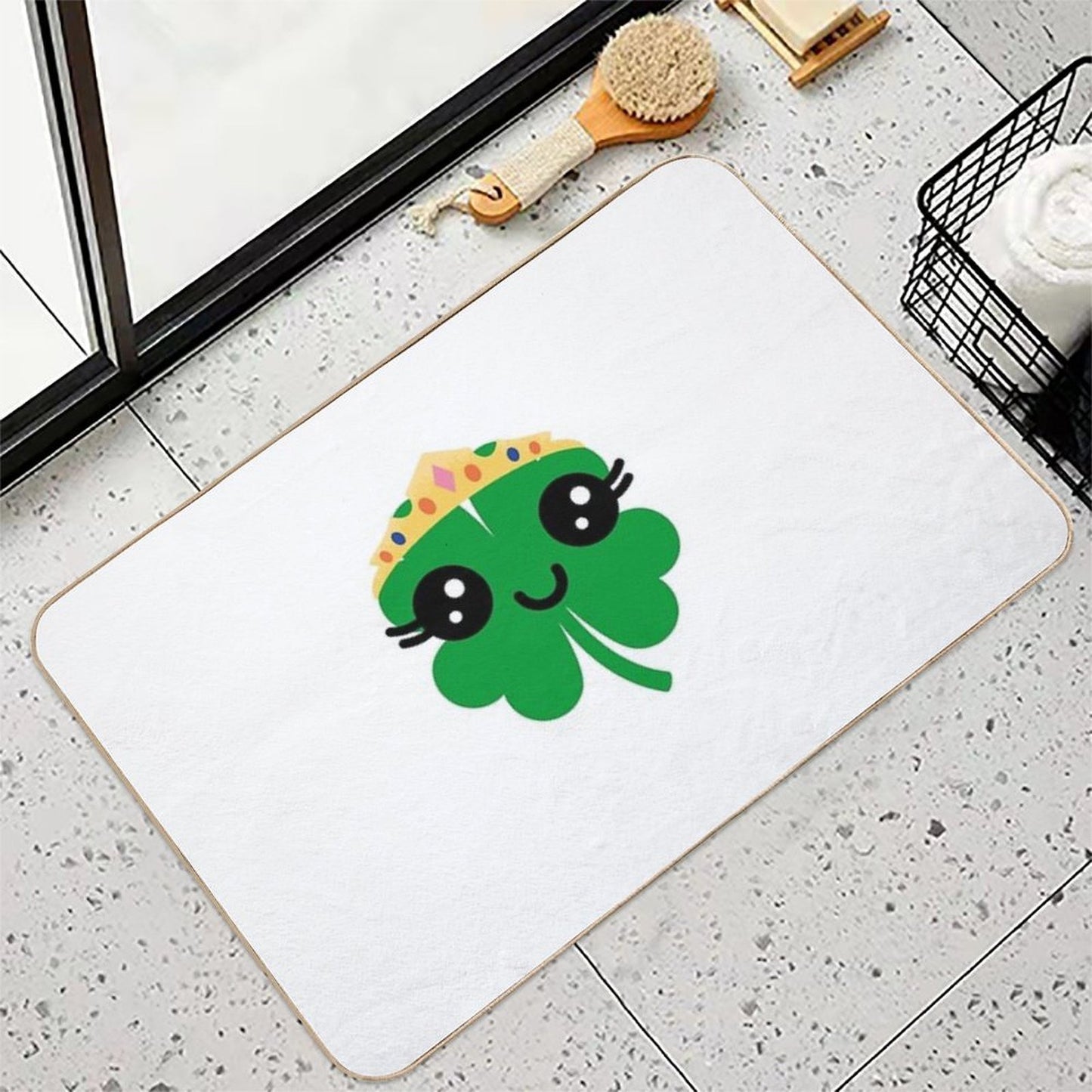 Cutesy Clover Fade-Resistant Bath Mat