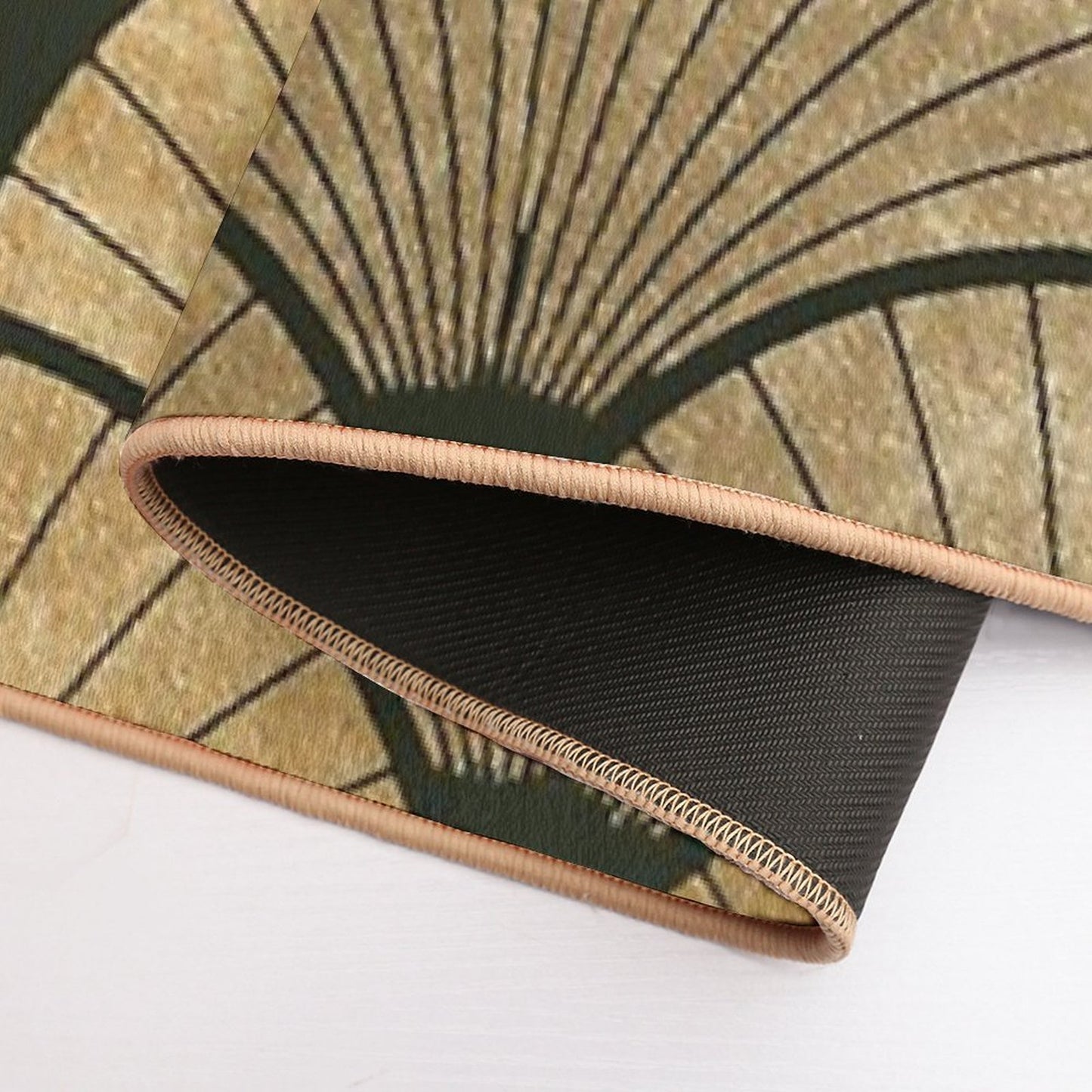 Art Deco Elegance - Golden Fan Fade-Resistant Bath Mat