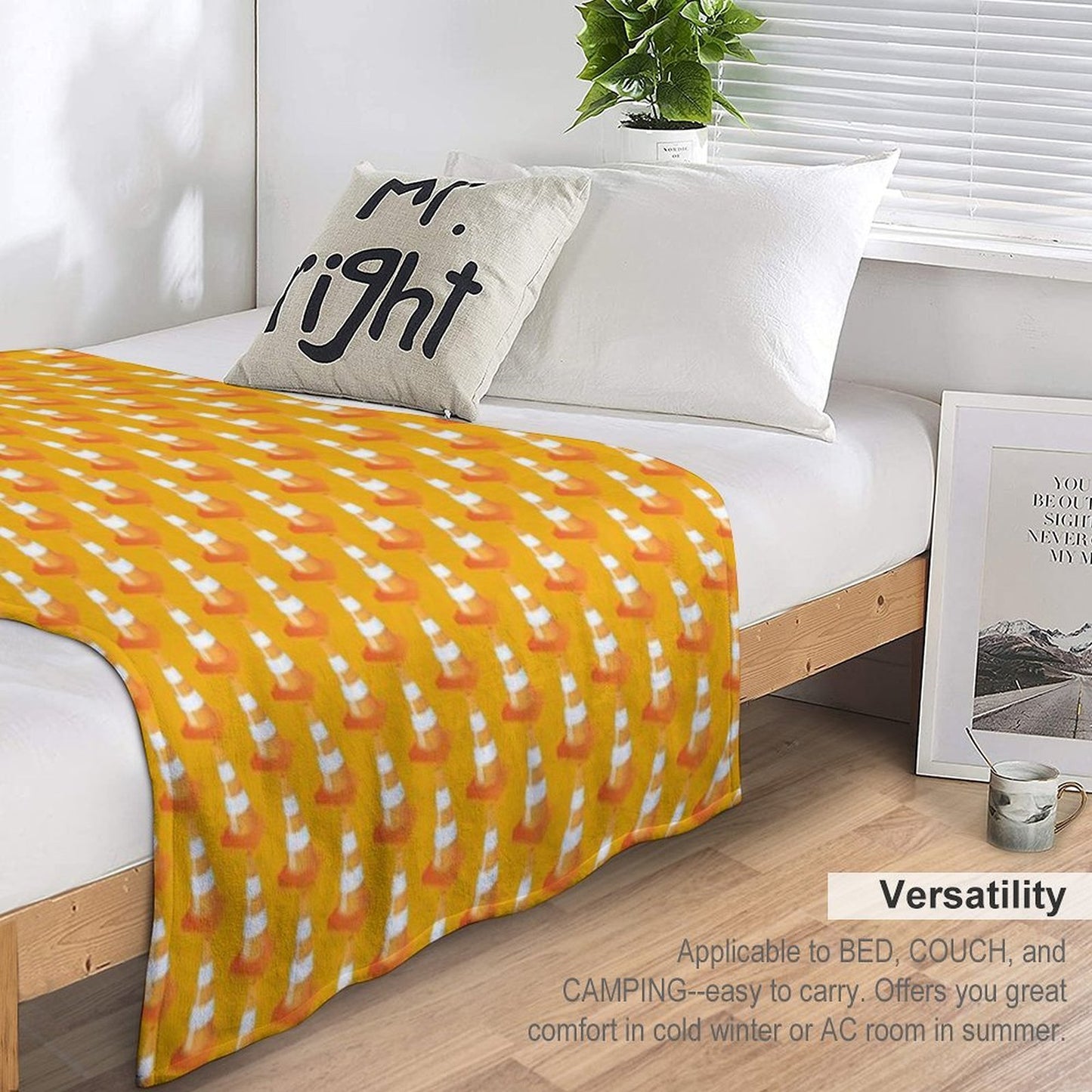 Traffic Cone Funny Road Marker Roadworks Design Travel-friendly Throw Blanket