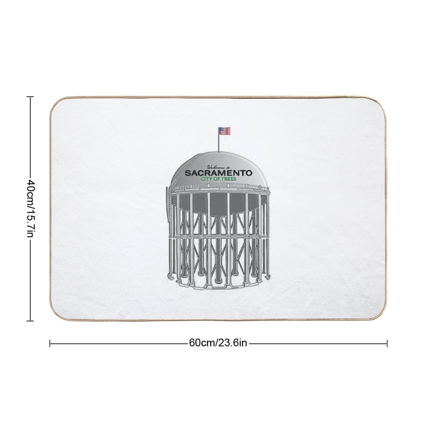 Sacramento City of Trees Tower Picaflor Clothing Long-Lasting Bath Mat