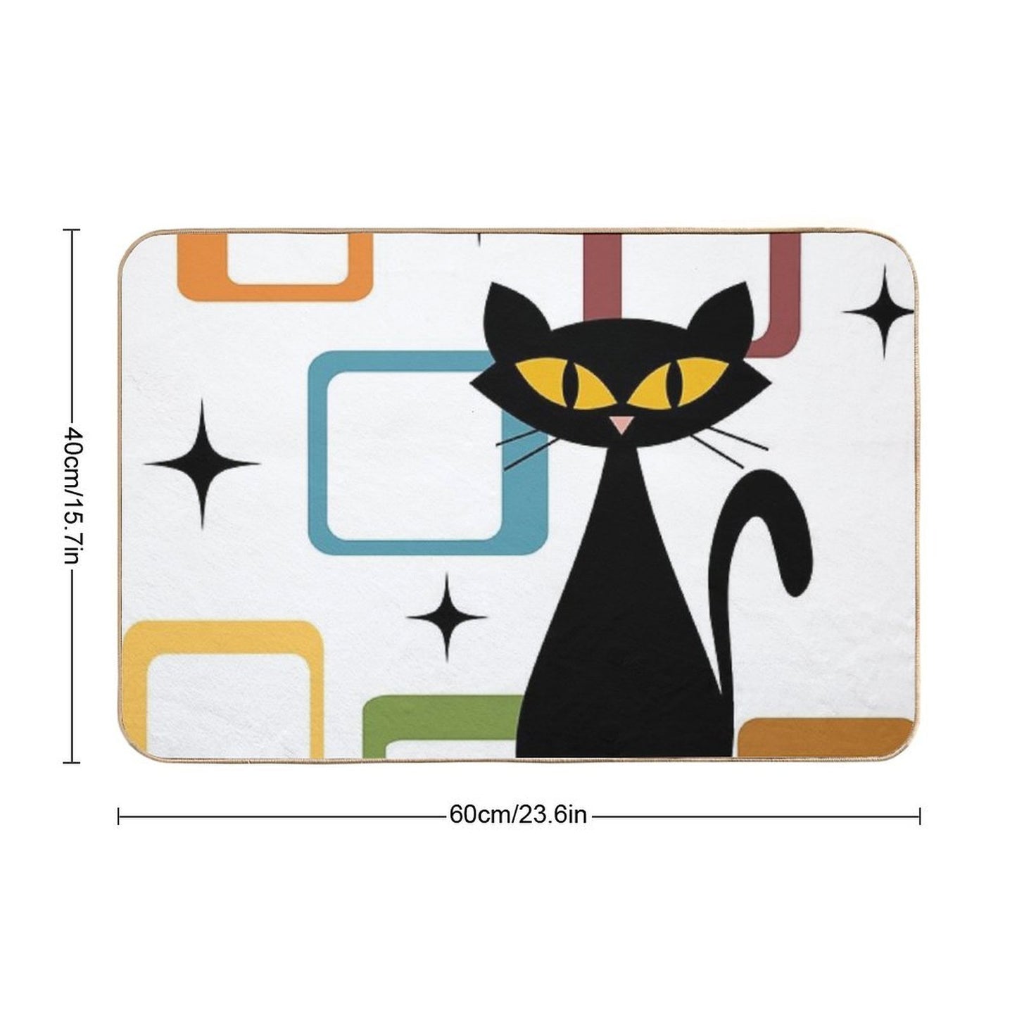 Mid Century Black Cat Absorbent Bath Mat