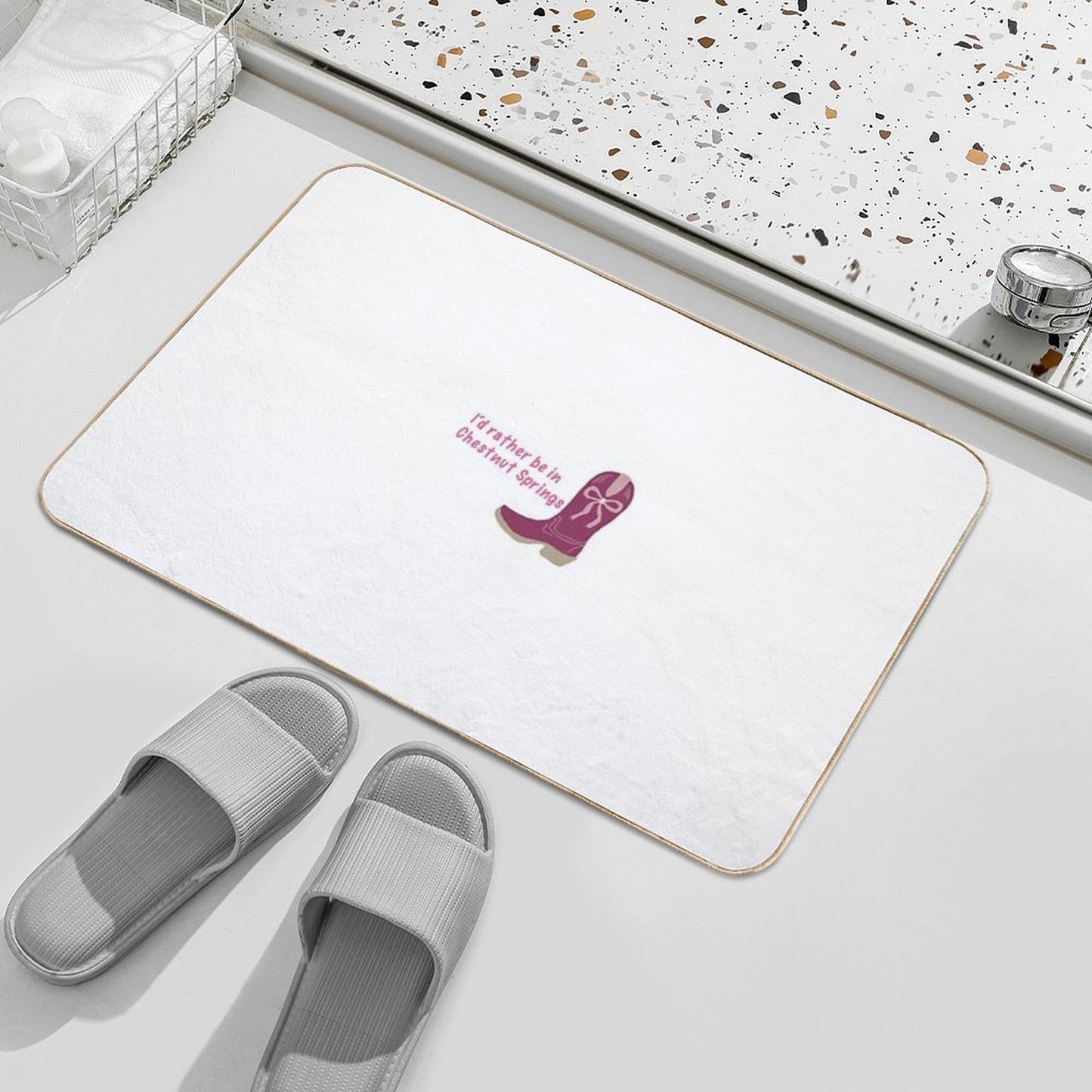Id Rather Be in Chestnut Springs Cowboy Boot Toxin-Free Bath Mat