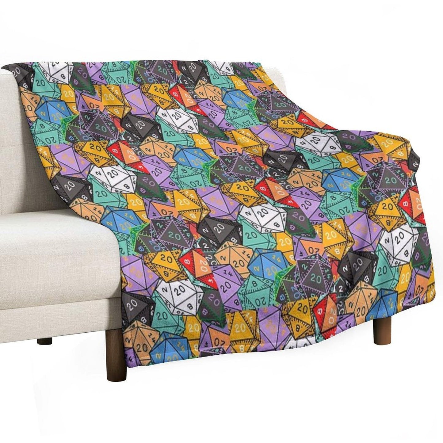 Polyhedral Paradise Vibrant D20 Dice Pattern Multi-functional Throw Blanket