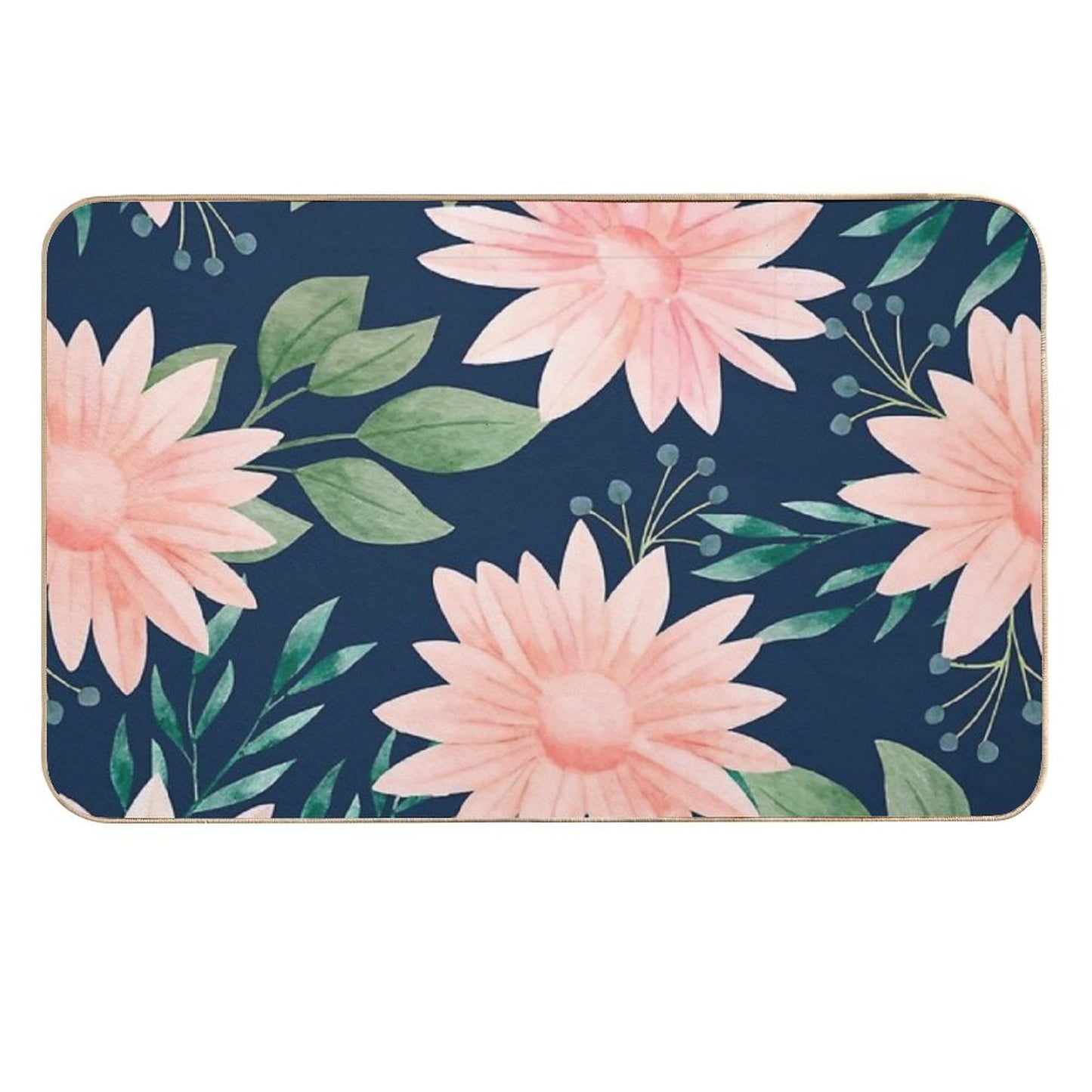Floral Pattern High-Traffic Bath Mat