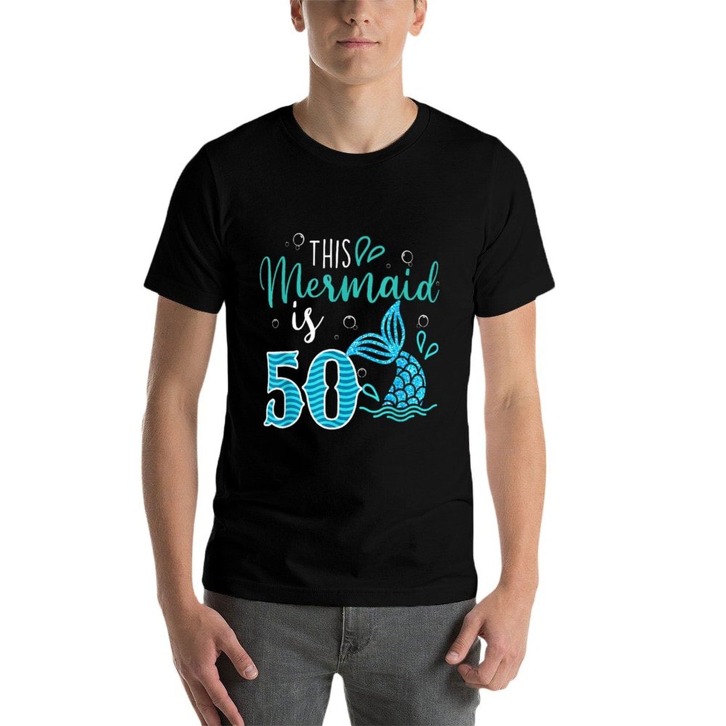 50th Birthday This Mermaid Is 50 Years Old Bday Fade-proof Color T-Shirt
