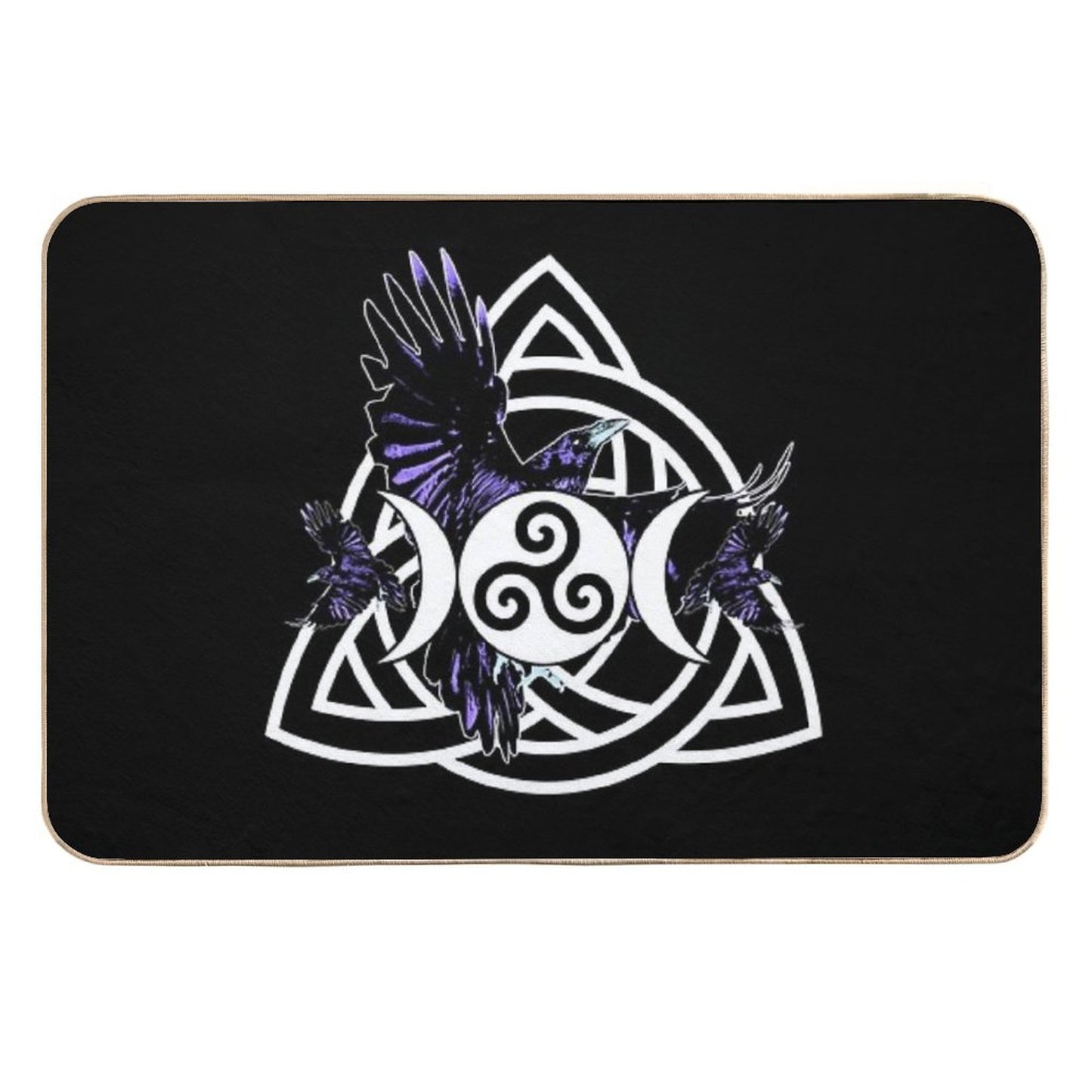 The Morrigan Triple Goddess Raven - Witches Triple Moon with Triquetra Celtic Knot And Triskelion Pet-Safe Bath Mat