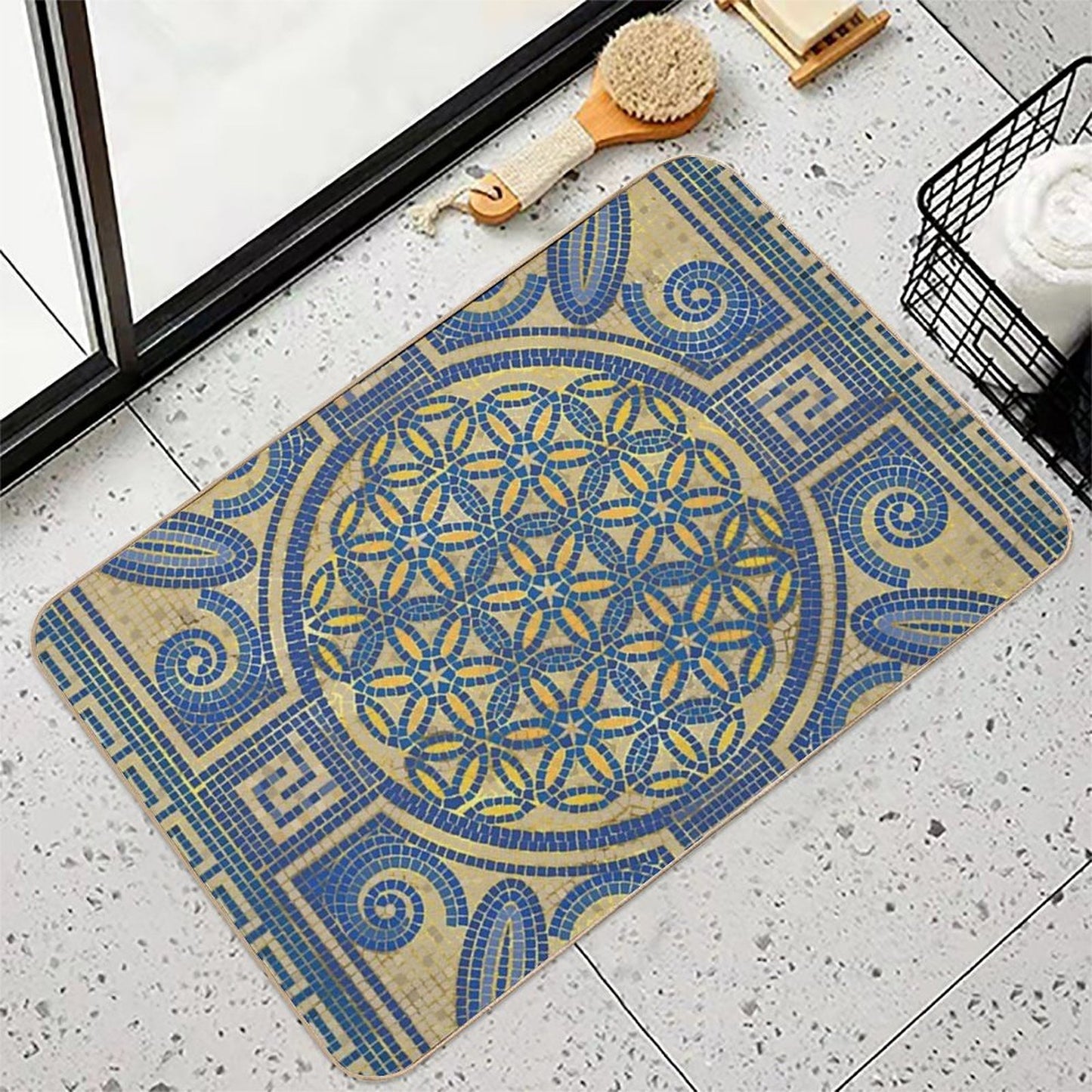 Flower of Life Mosaic Tile Ornament N1 Odorless Bath Mat