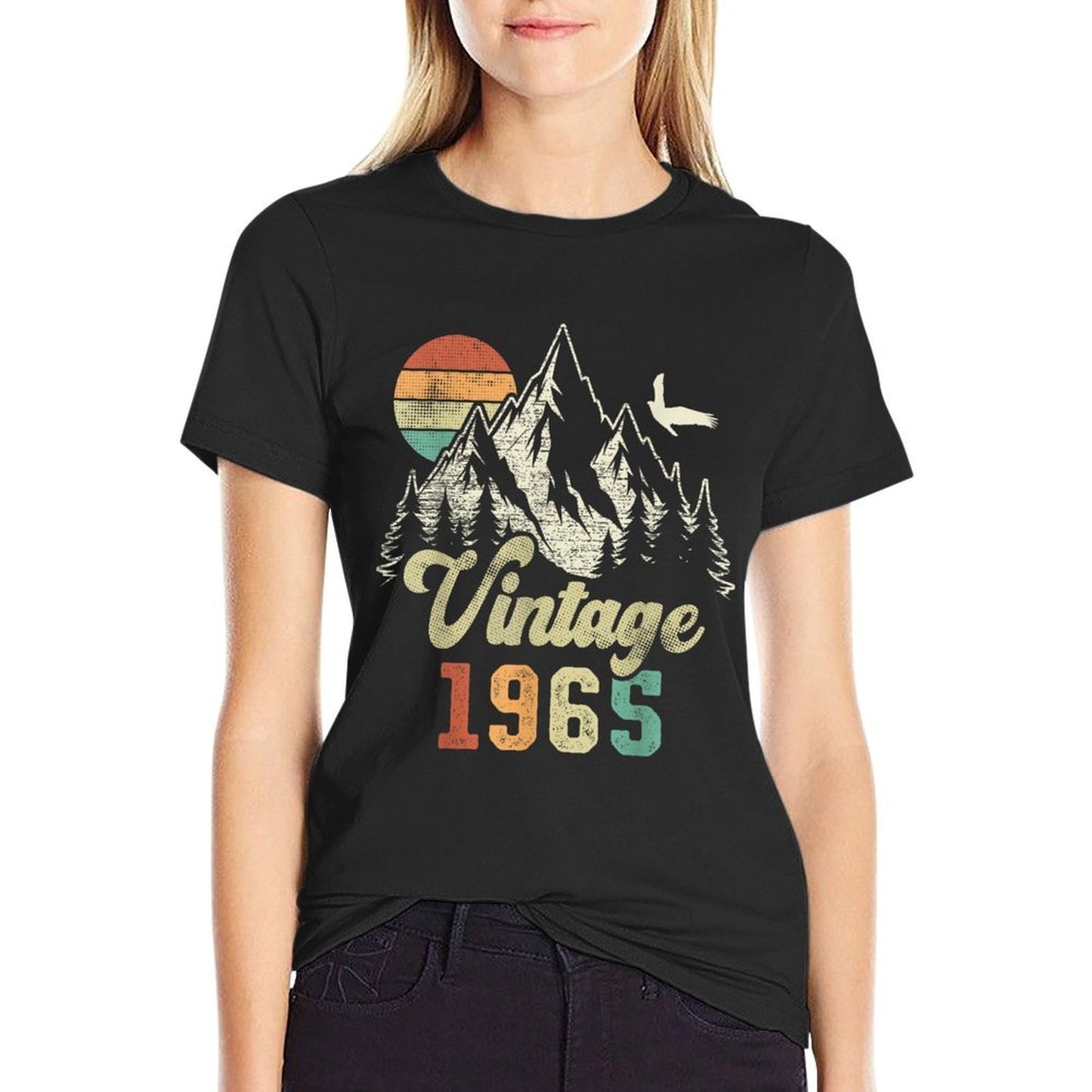 Vintage 1965 Mountains Eagle 60th Birthday Tagless Design T-Shirt