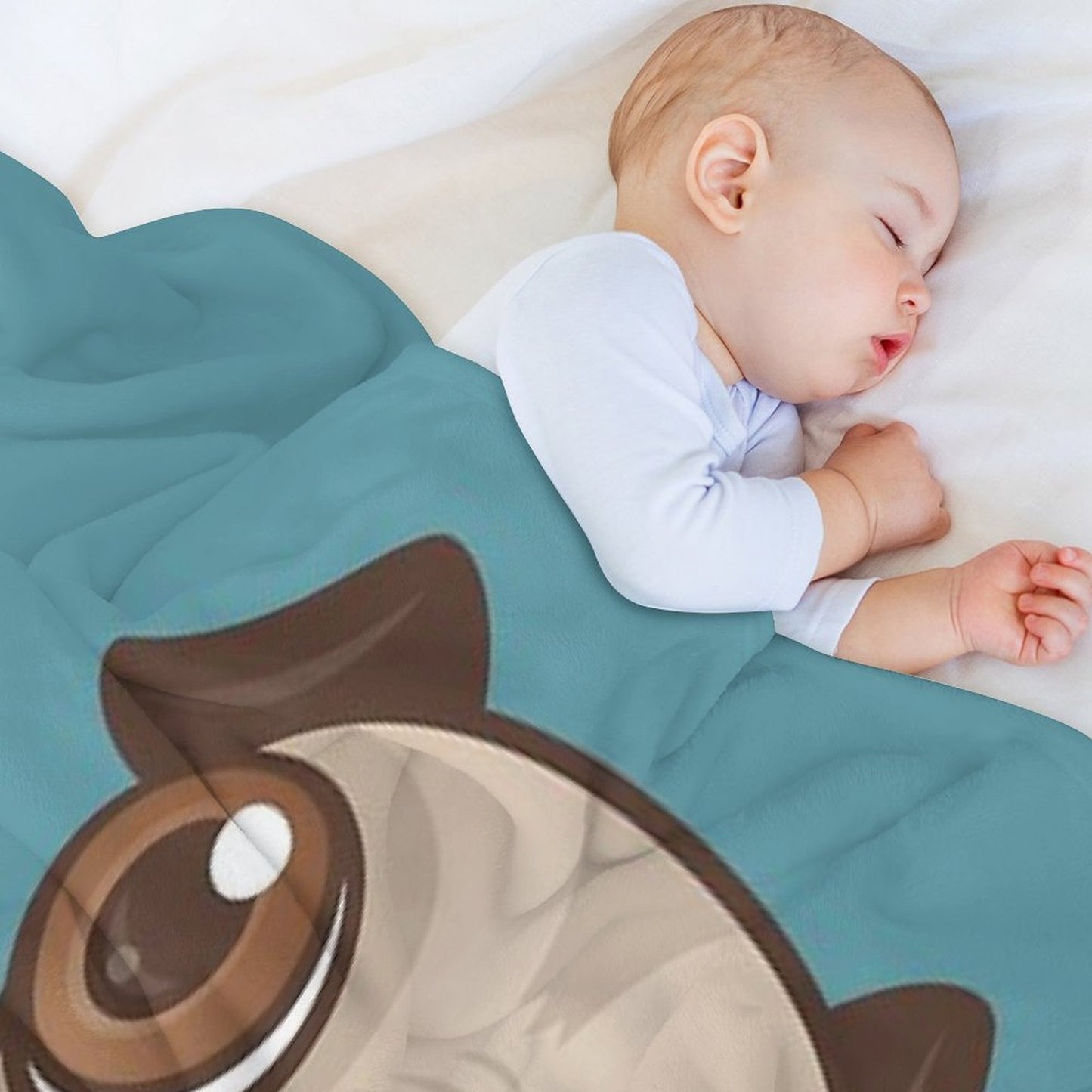 Pug Puppy Cartoon Sustainable Throw Blanket