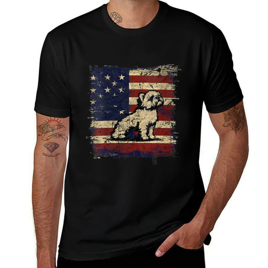 Womens Patriotic Shih Tzu Dog Lovers Cool American 4th of July  Moisture-wicking T-Shirt
