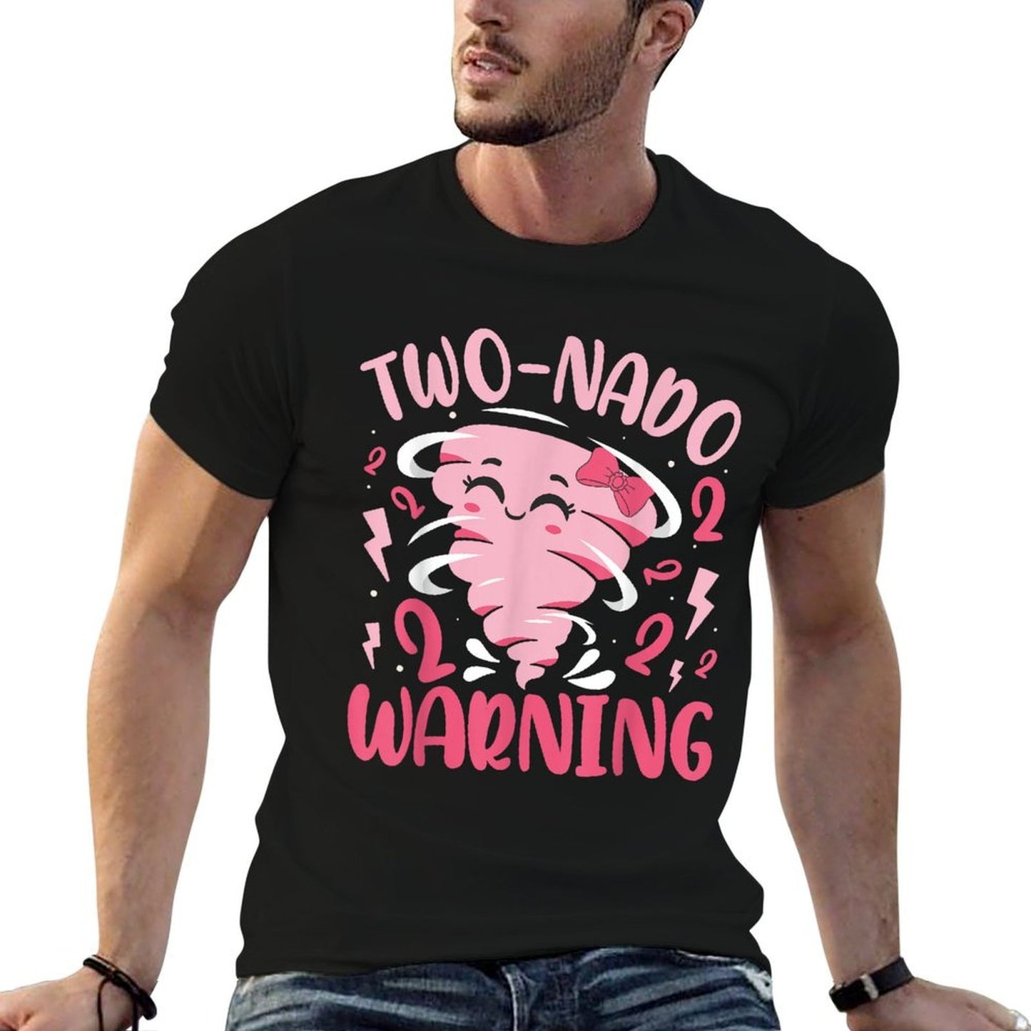 Two-nado Warning 2nd Birthday Pink Tornado Birthday Slim-fit Cut T-Shirt
