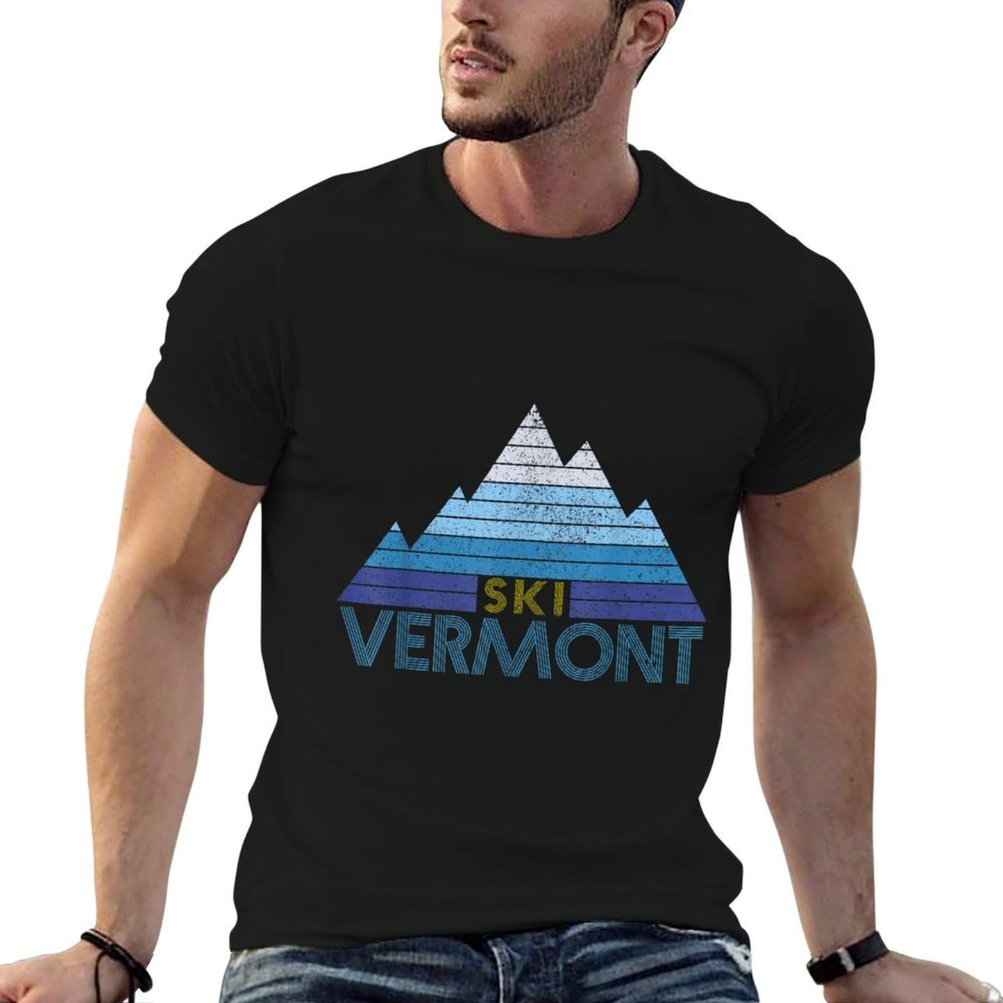 Vermont Ski Souvenir Vintage Mountain Sports Winter Sports Relaxed-fit T-Shirt