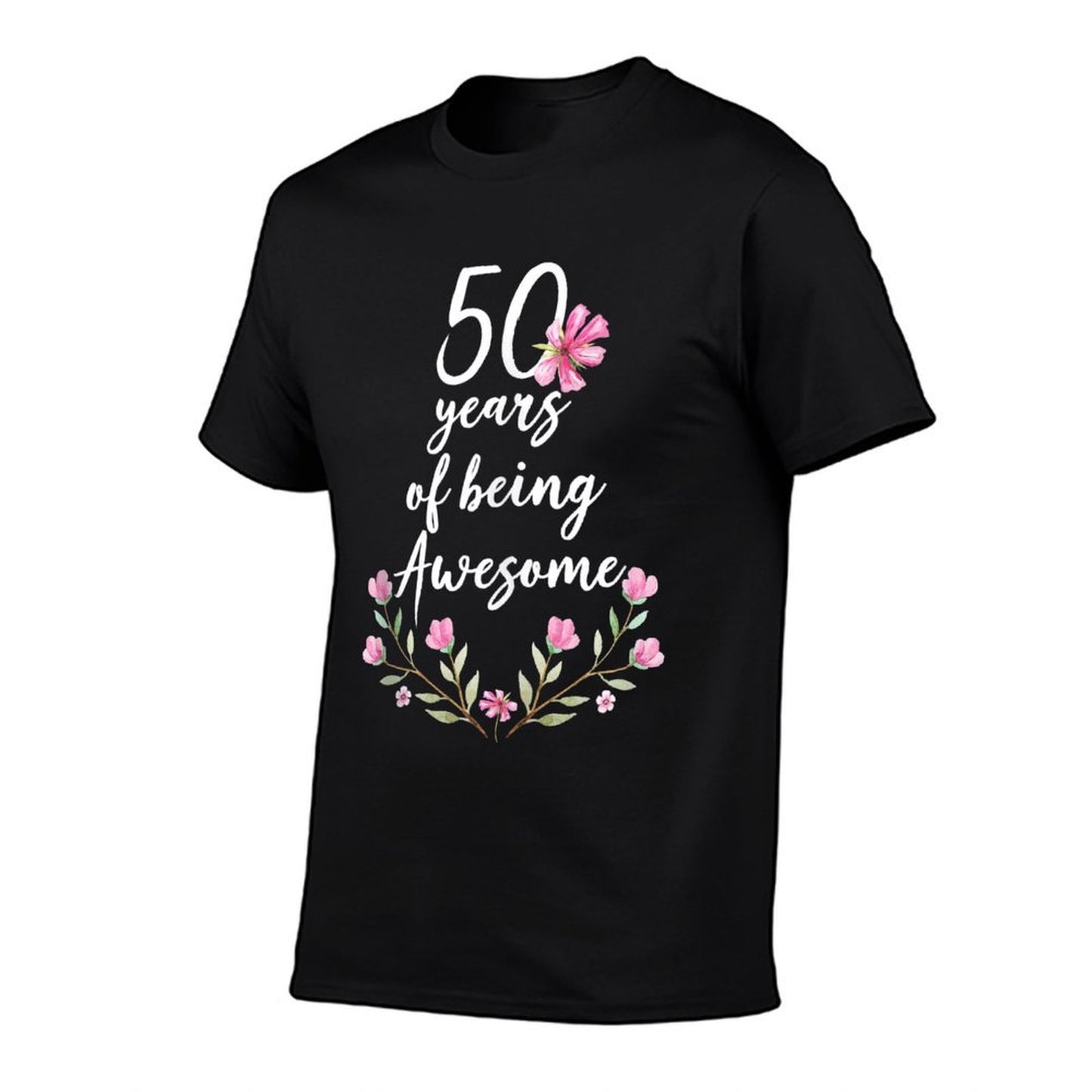 50th Birthday Flowers T - 50 Years of Being Awesome Trendy Pattern T-Shirt