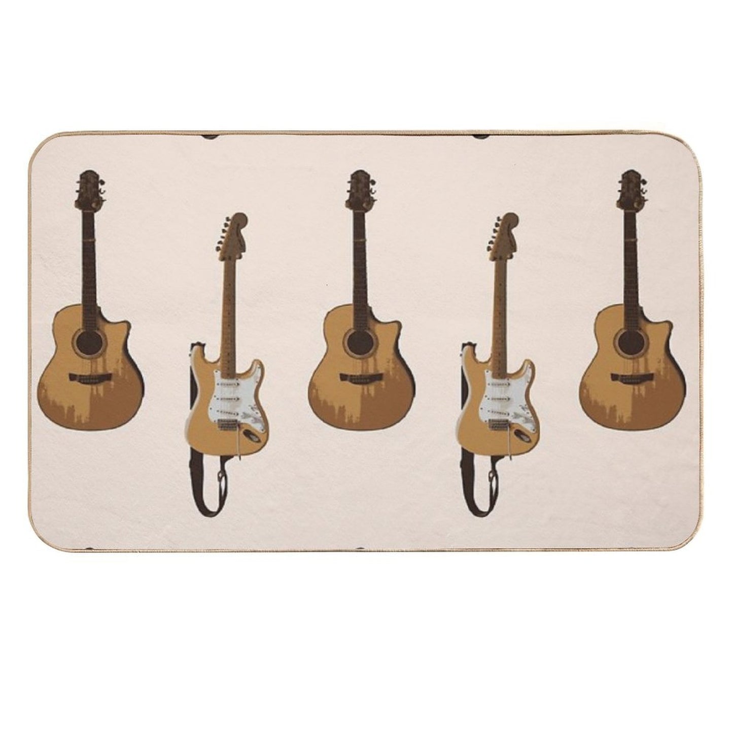 Acoustic And Electric Guitar Pair Durable Bath Mat
