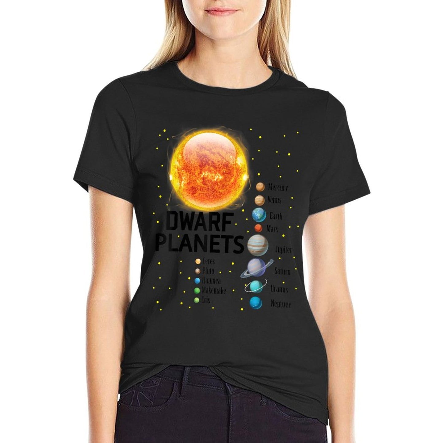 Solar System Planets Outer Space Astronaut Boys Girls Kids  Oversized Silhouette T-Shirt