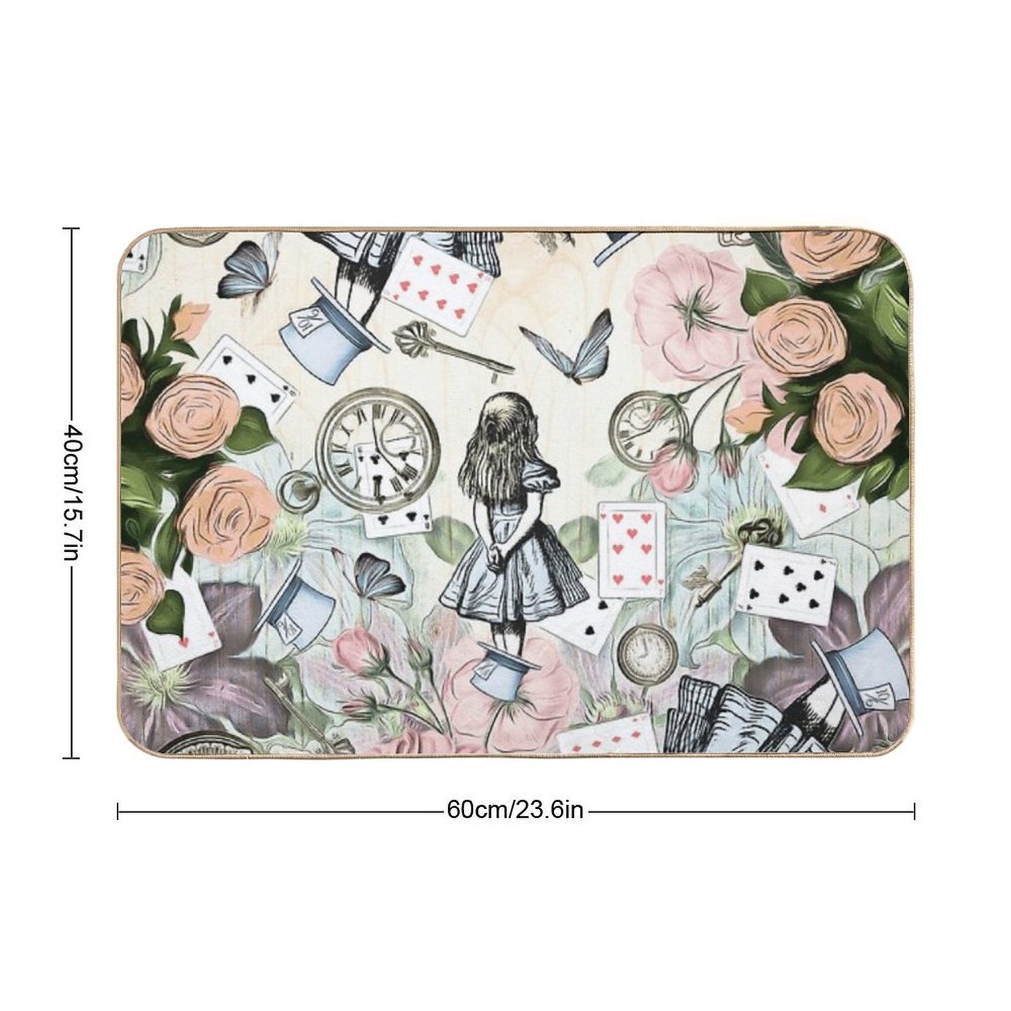 Alice In Wonderland Collage Fade-Resistant Bath Mat