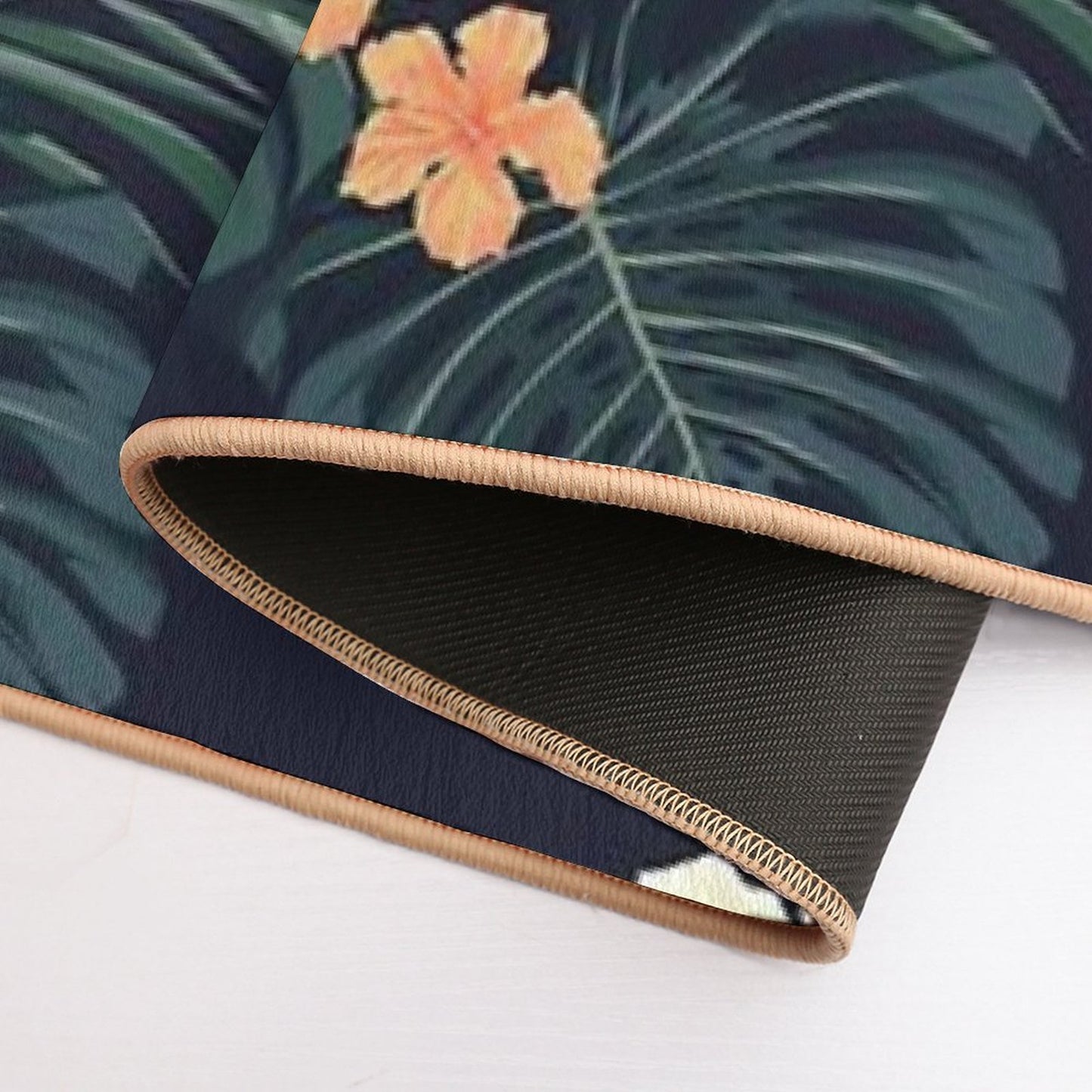 Dark Tropical Flowers Rapid-Drying Bath Mat