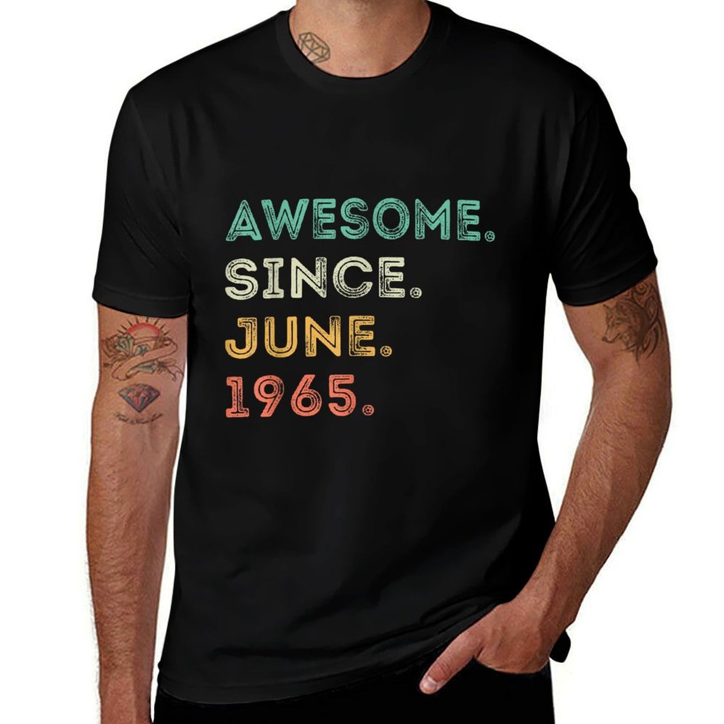 60 Years Old Awesome Since June 1965 60th Birthday Slim-fit Cut T-Shirt