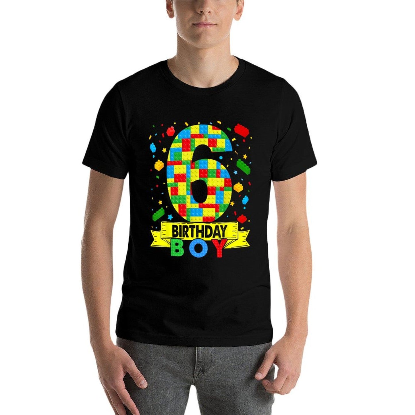 6 Year Old Building Blocks 6th Birthday Boy Brick Builder Wrinkle-resistant T-Shirt