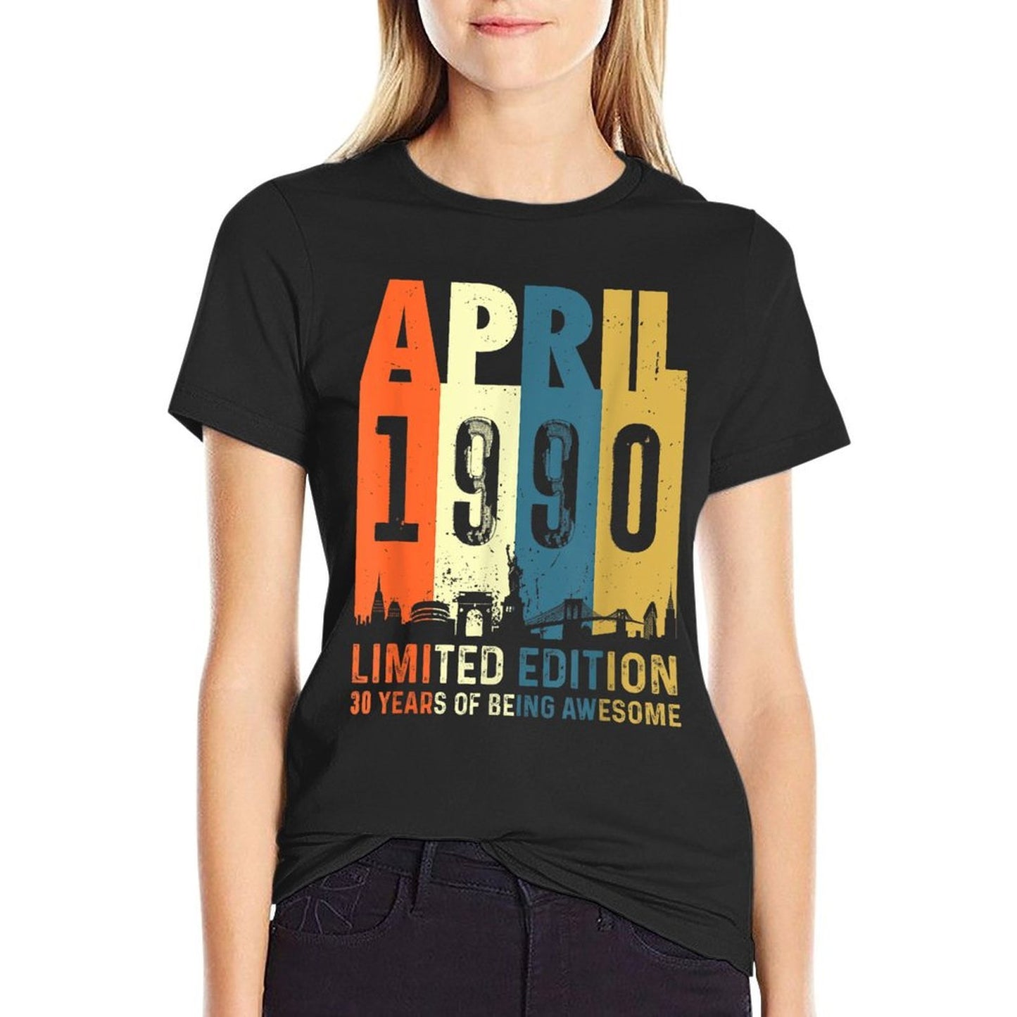 30 Limited Edition, Made in April 1990 30th Birthday Heathered Texture T-Shirt