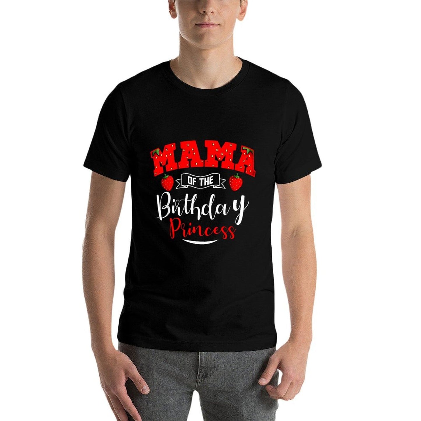 Mama Of The Birthday Princess Strawberry Theme Bday Party Slim-fit Cut T-Shirt