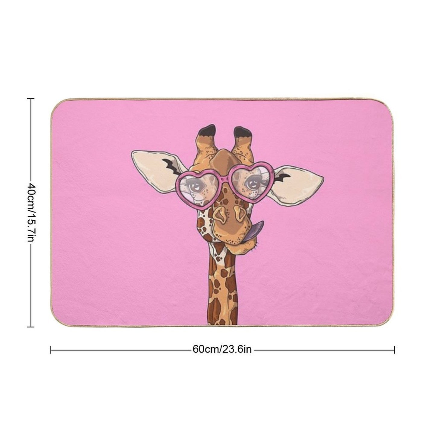 Cute Giraffe With Pink Heart Shaped Glasses Durable Bath Mat