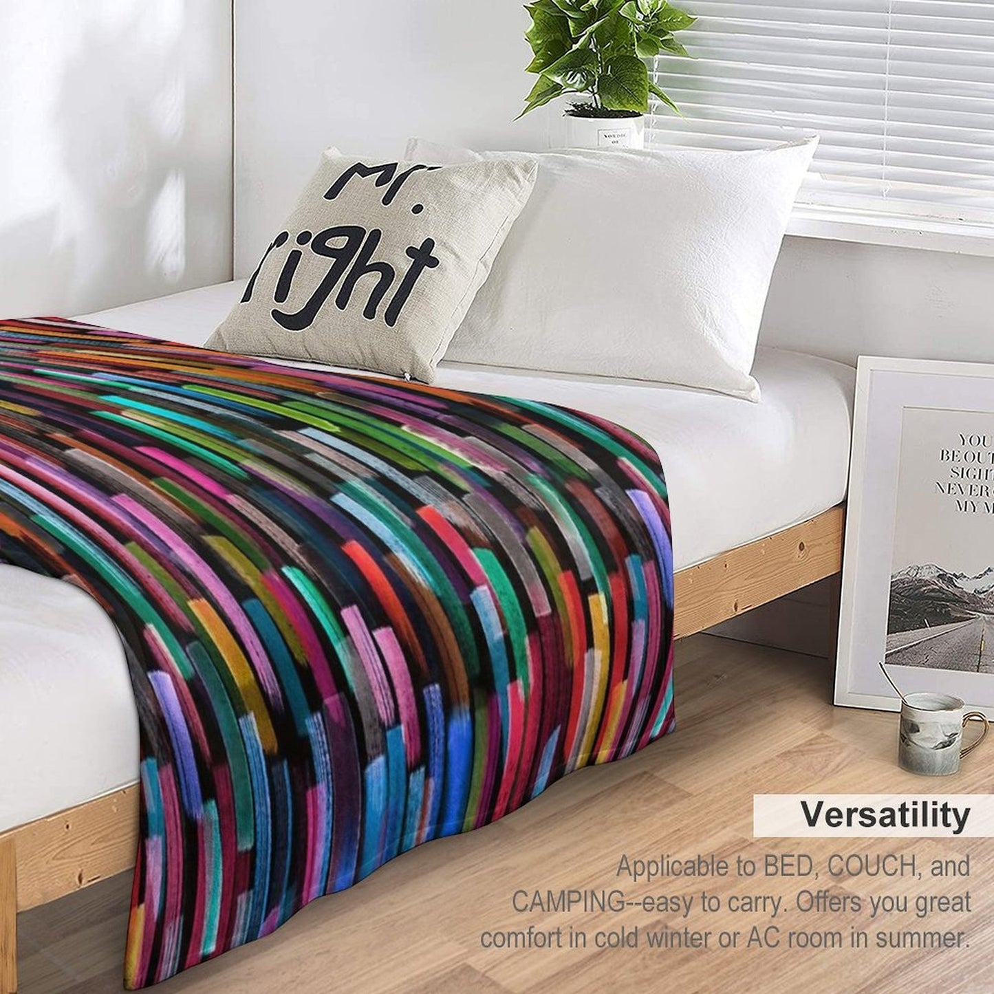 Multicolored Watercolor Stripes Pattern Multi-functional Throw Blanket