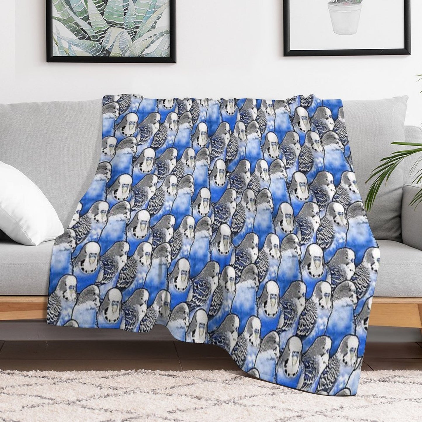 Budgie Blue Pattern All-season Throw Blanket