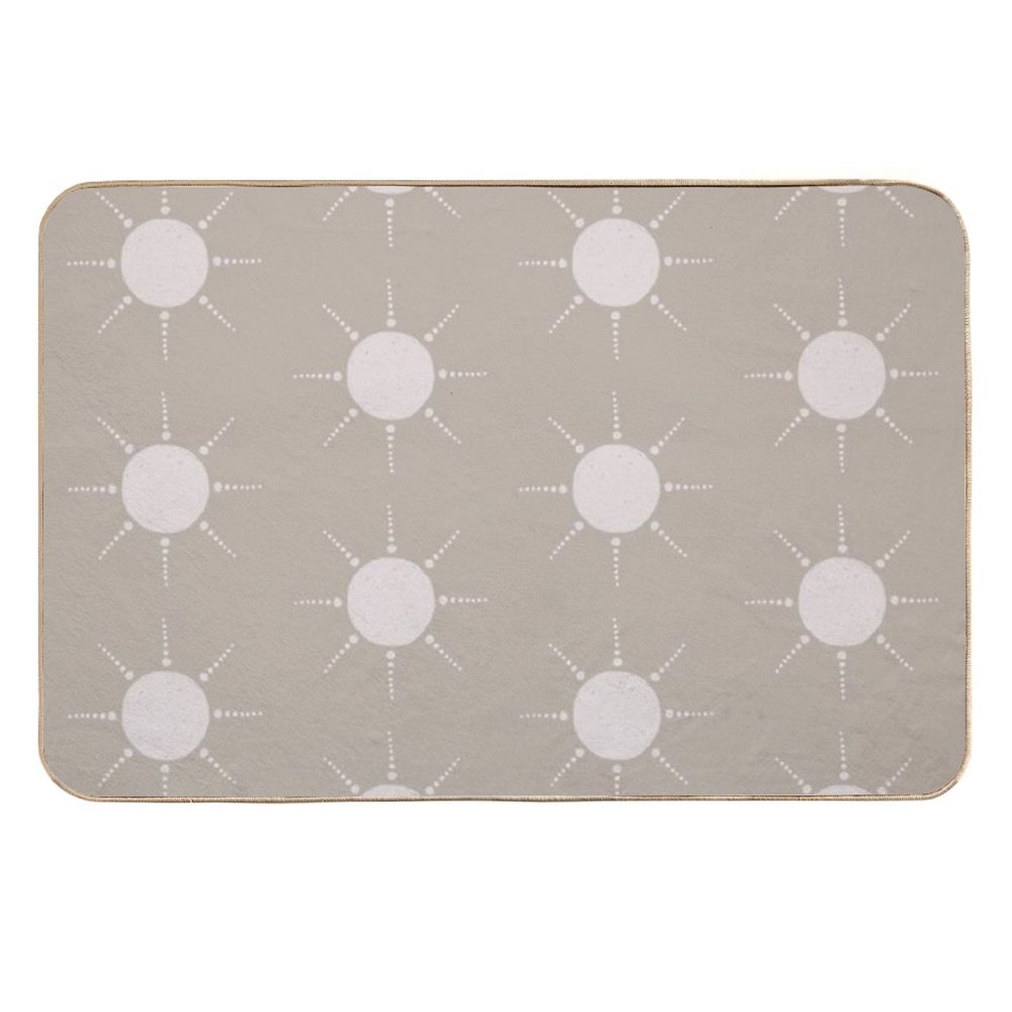 Pretty Polka Dots Sun Pattern Boho Aesthetic In Muted Colors Light Taupe Durable Bath Mat