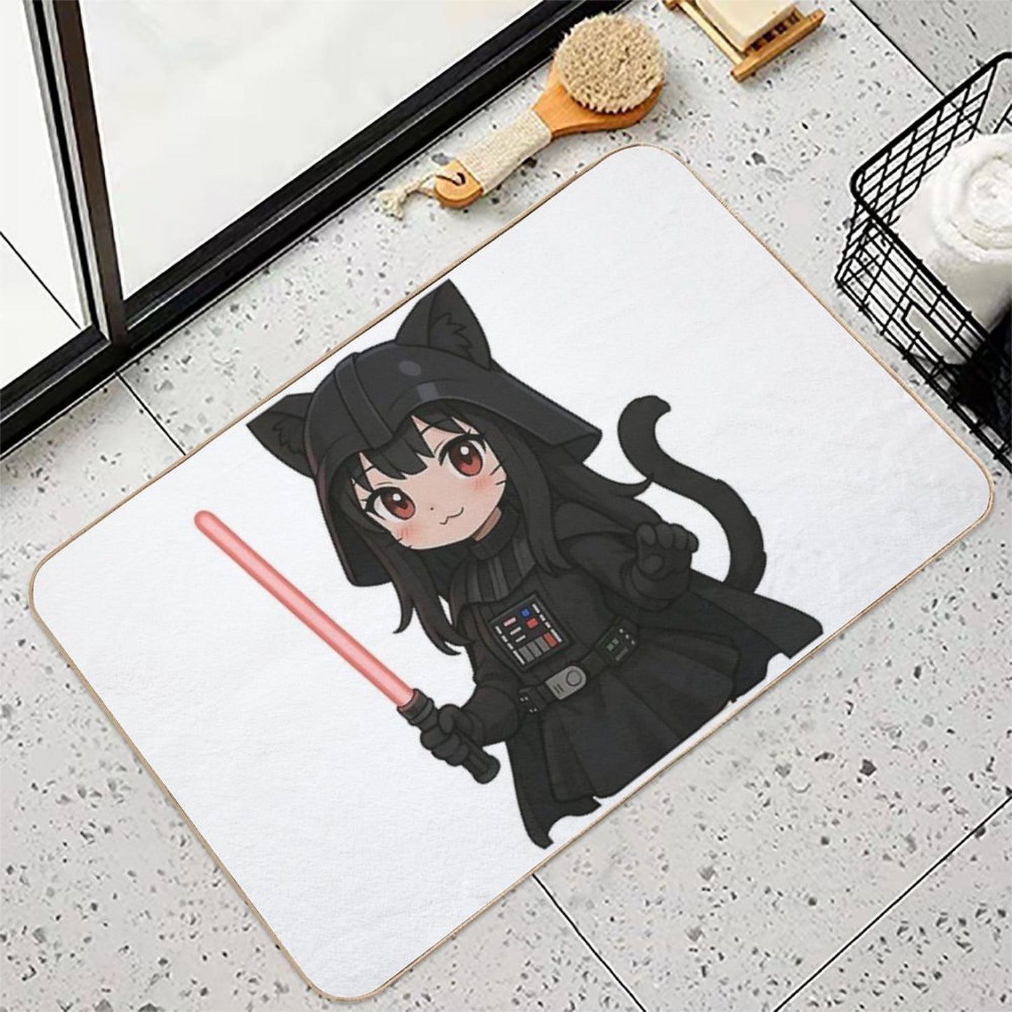 Kawaii Darth Vader Cat Girl Stain-Proof Bath Mat