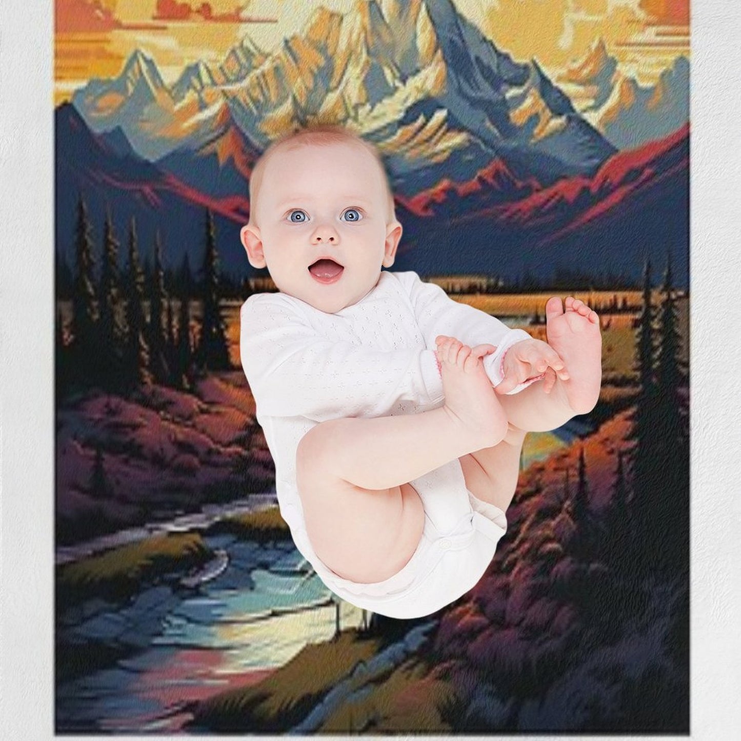 A Vintage Illustration of Denali National Park - Alaska - United States Plush Throw Blanket
