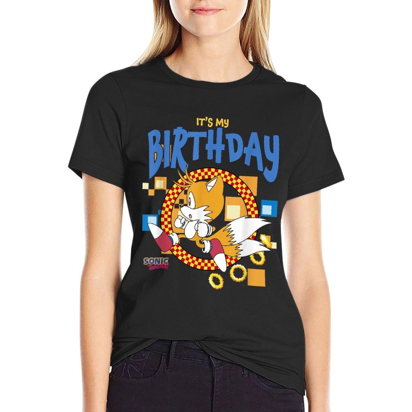 Sonic The Hedgehog Birthday It's My B-Day Tails  Slim-fit Cut T-Shirt