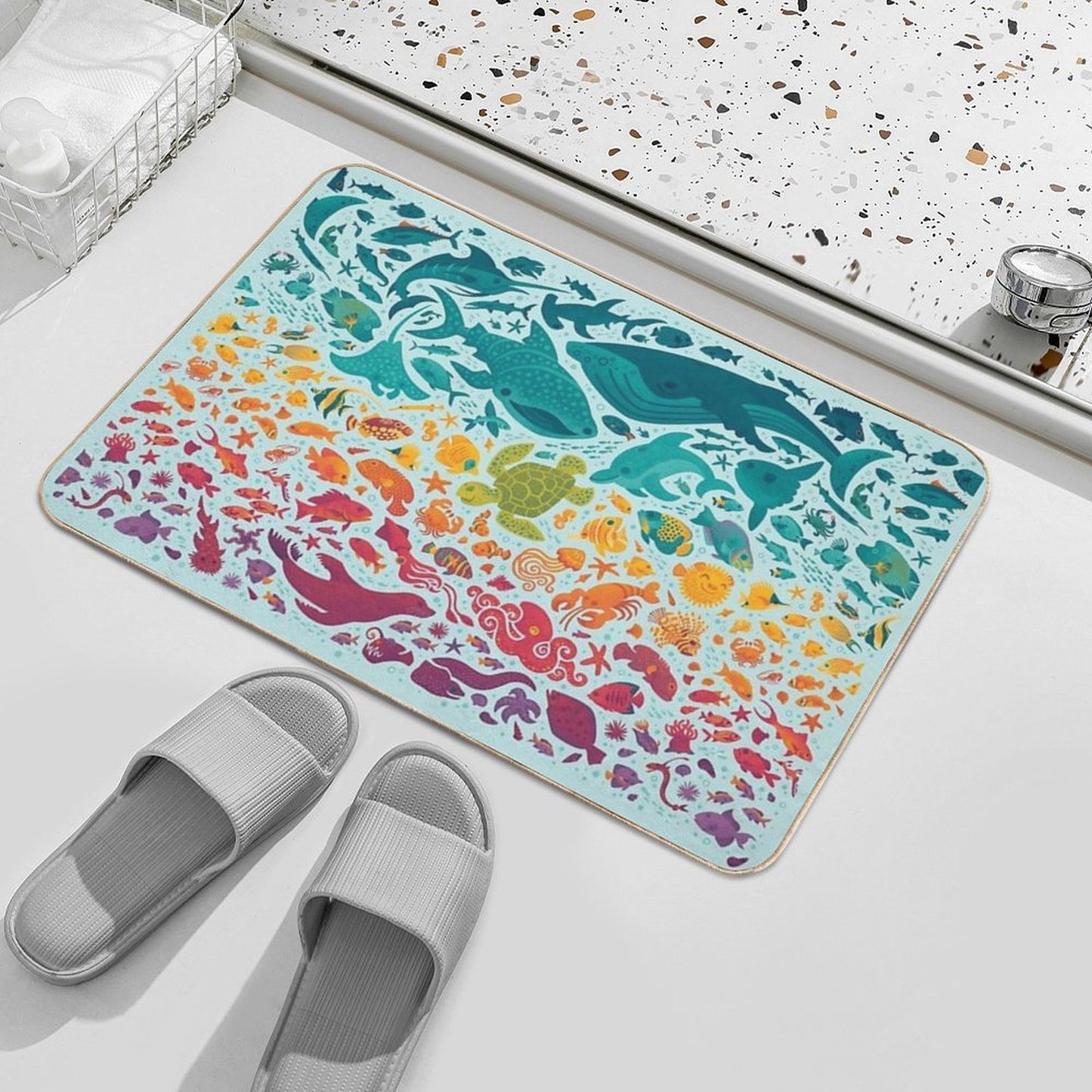 Aquatic Spectrum 2 Light Blue Easy To Clean Bath Mat