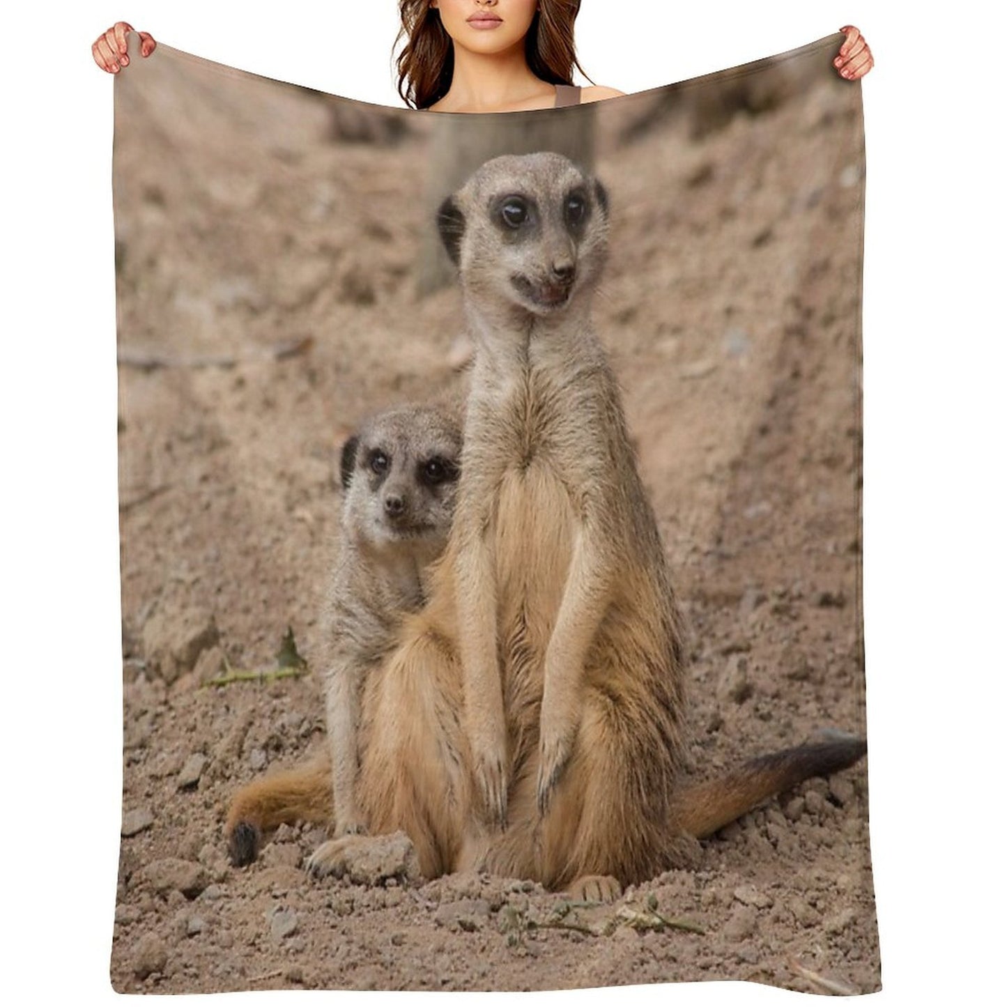 African Animals Male And Female Meerkats Anti-pilling Throw Blanket