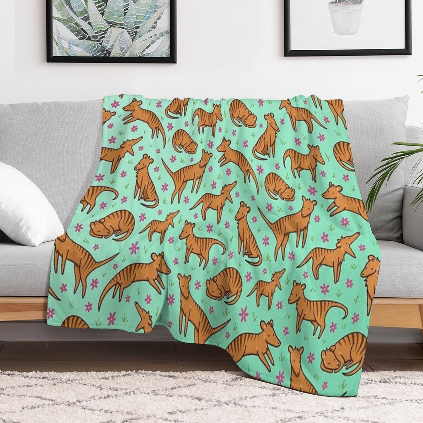Thylacine Pattern Multi-functional Throw Blanket