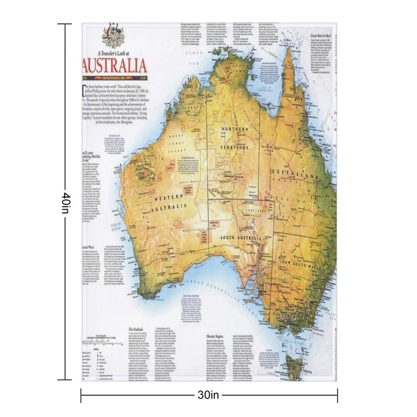 Australia Map Map Of Australia Australia Travel Map Versatility Throw Blanket