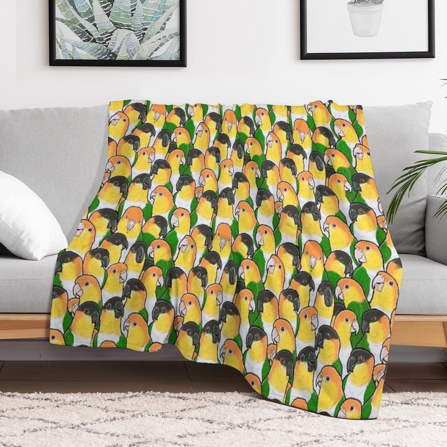 Caique Parrots Wrinkle-free Throw Blanket
