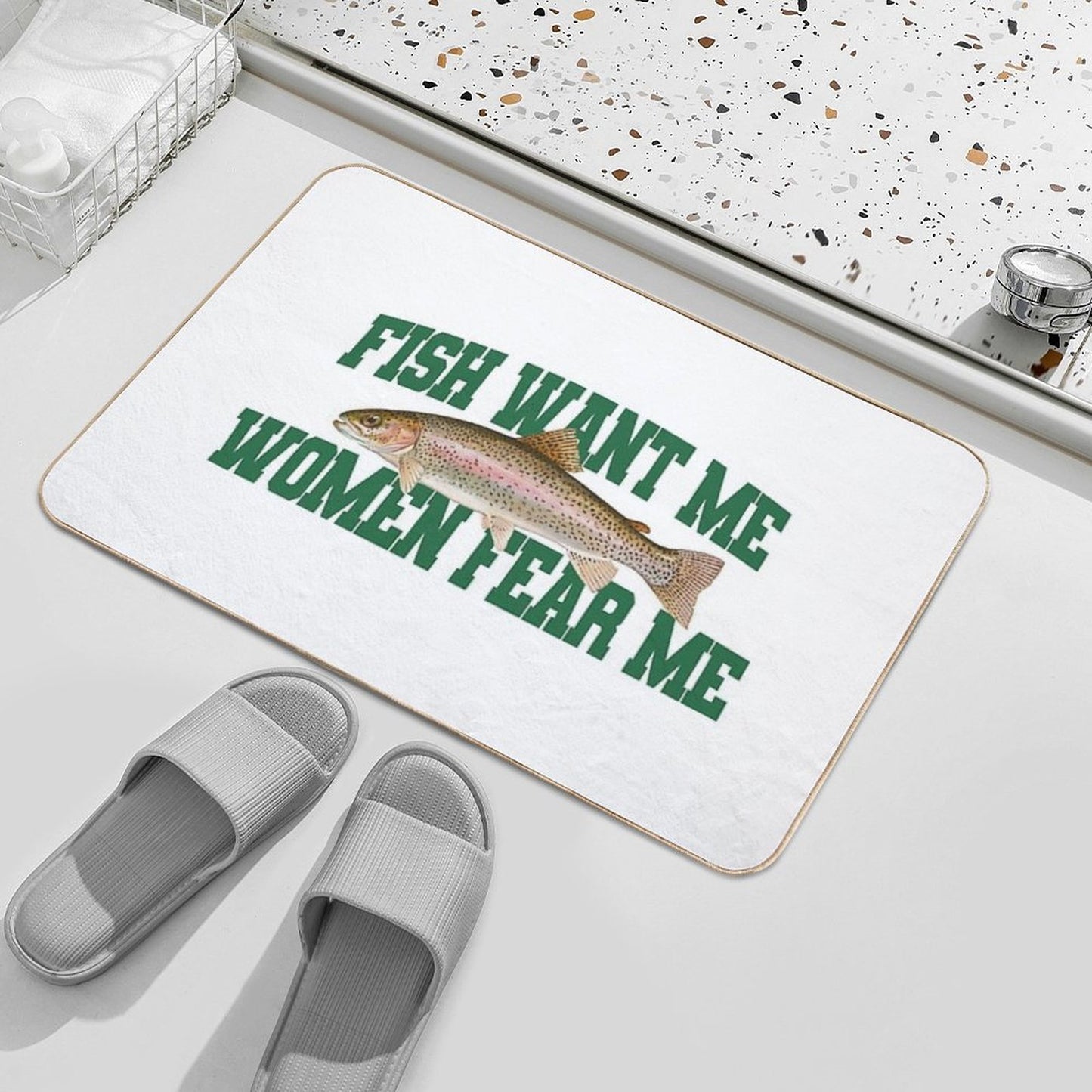Fish Want Me Women Fear Me Meme Easy Maintenance Bath Mat