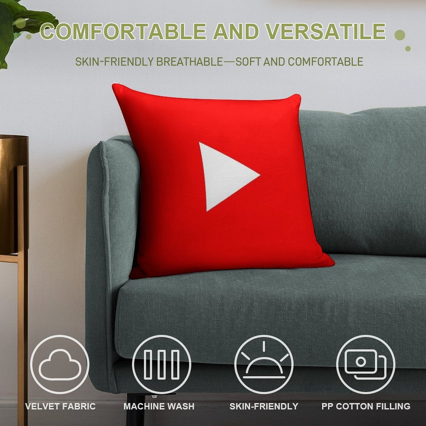 YouTube Pillow Soft Easy Maintenance Throw Pillow