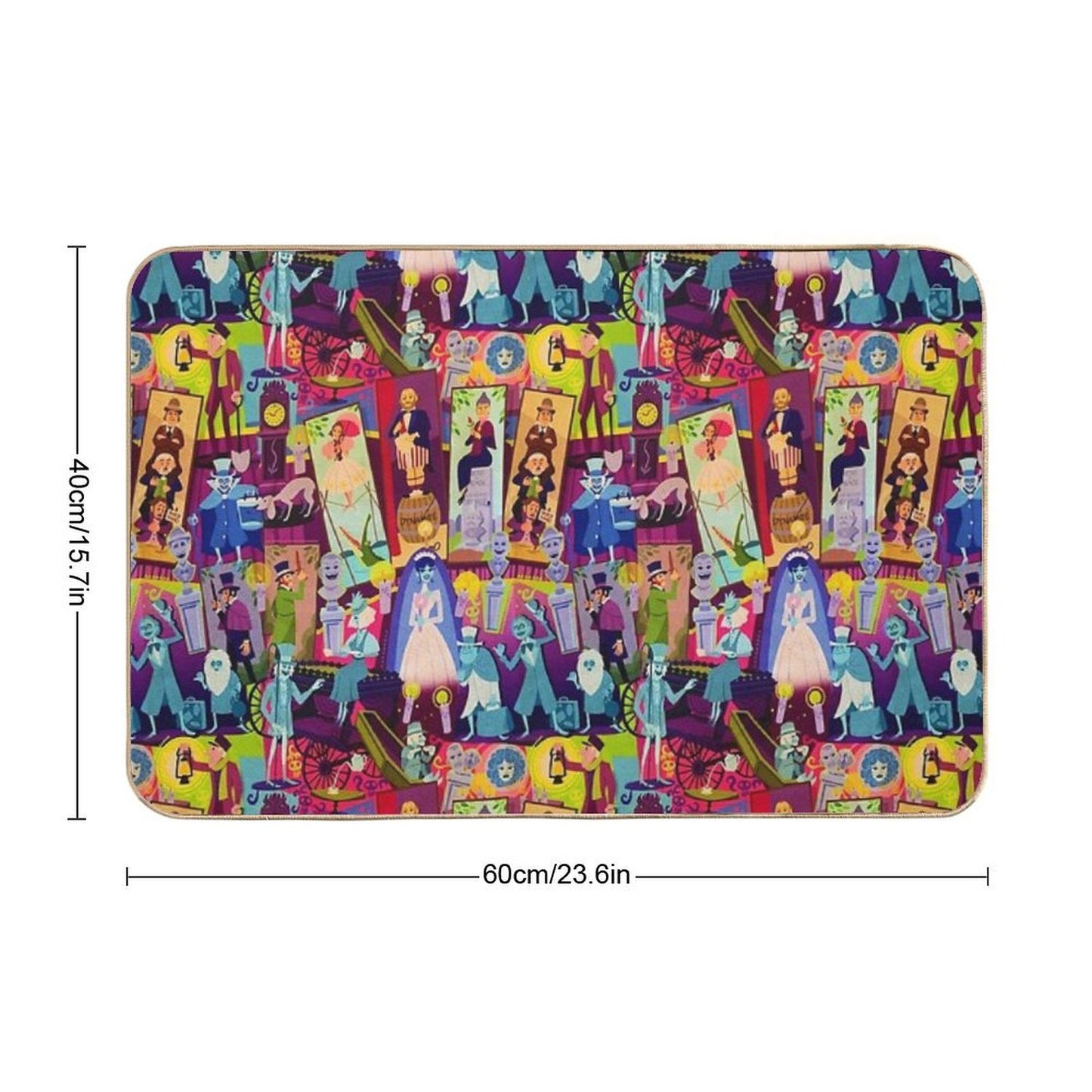 Retro Mansion Collage Absorbent Bath Mat